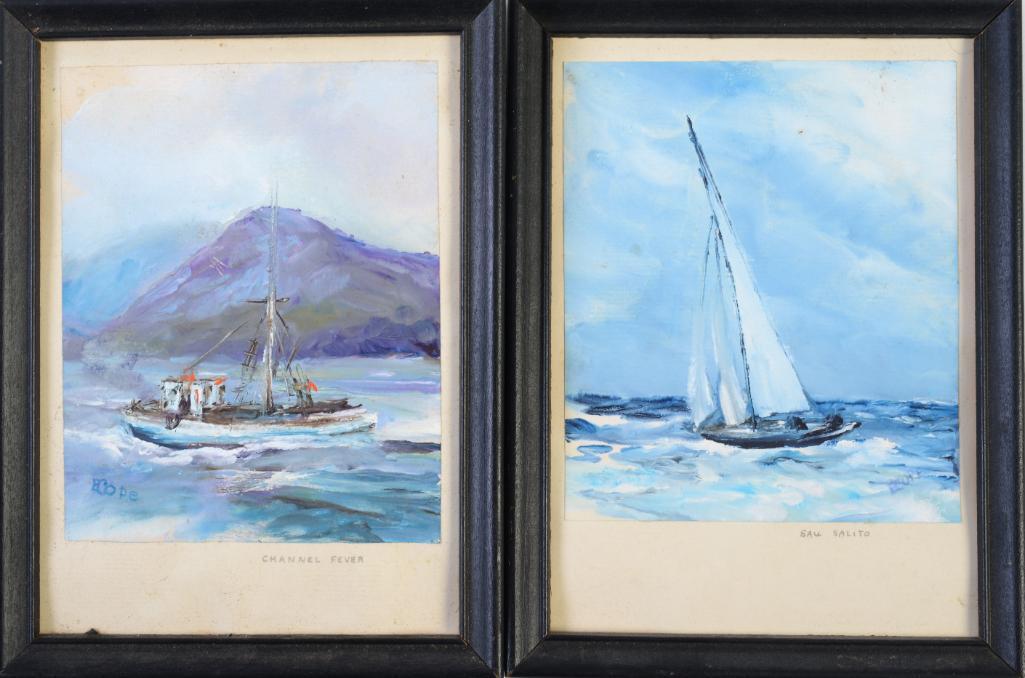 Two Small Paintings of Sailboats. (1 of 2)