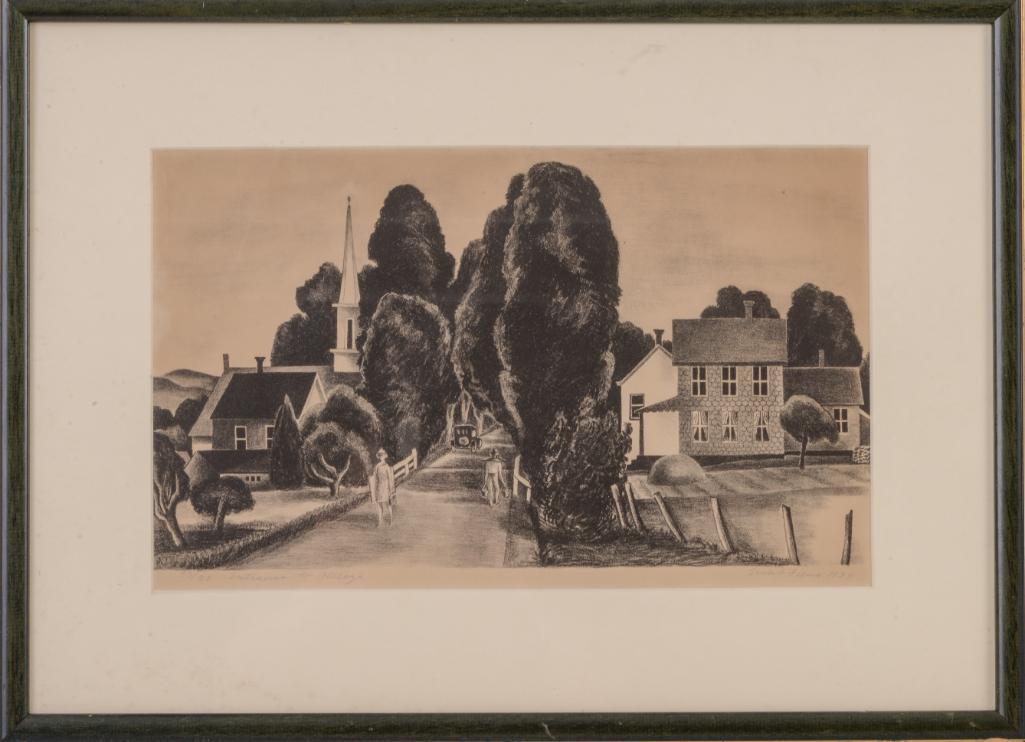 Ernest Fiene Lithograph "Entrance to Village." (1 of 4)