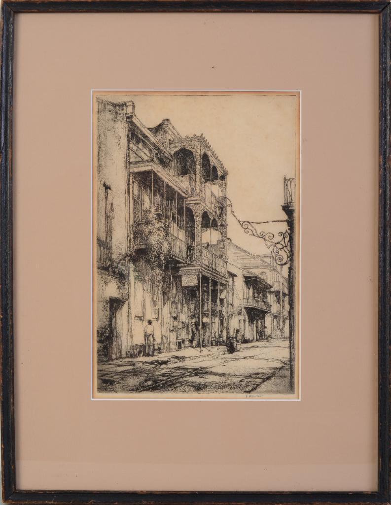 Earl Horter "Balconies New Orleans" Etching. (1 of 3)