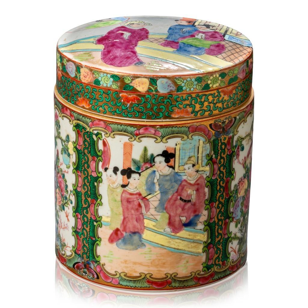 Chinese Rose Medallion Lidded Canister. (1 of 6)