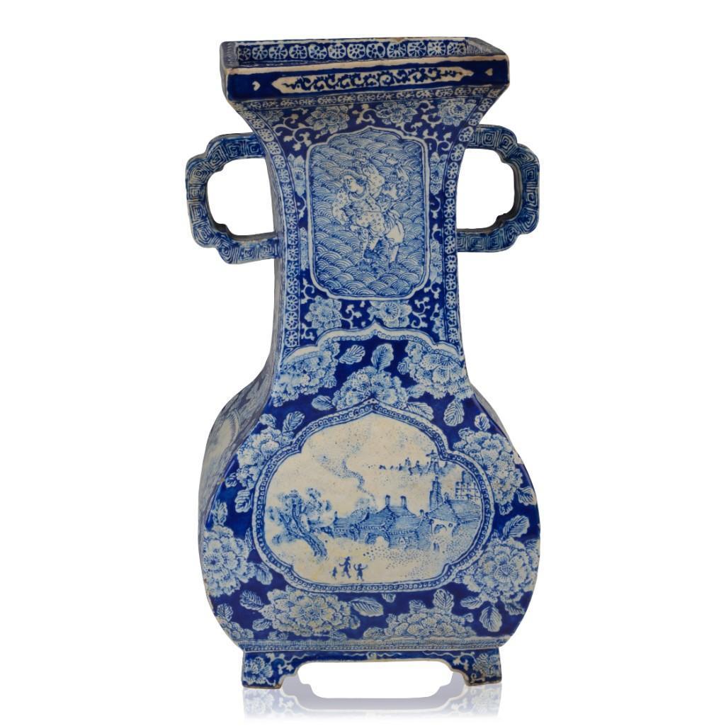 Large Japanese Blue and White Ceramic Vase. (1 of 5)