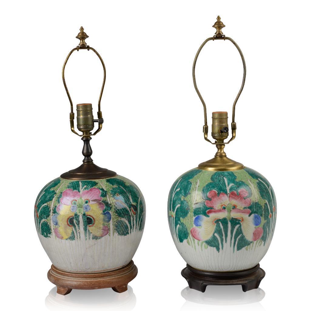 Two Similar Chinese Cabbage Leaf Jar Lamps. (1 of 4)