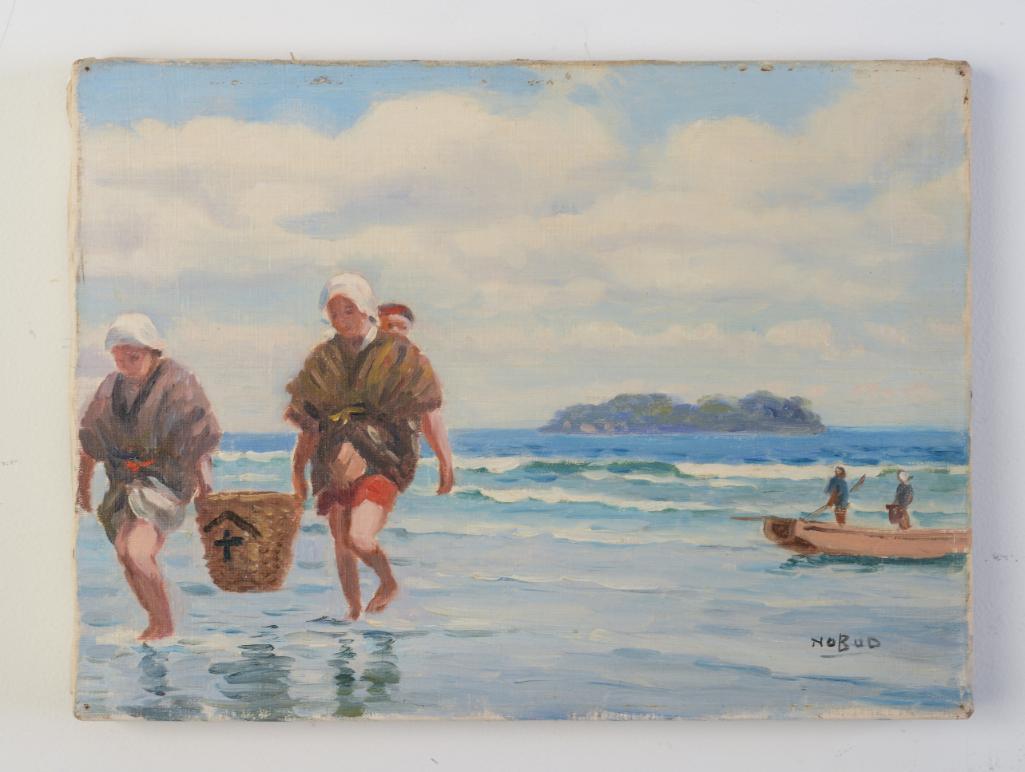 Nobuo Hayashi "Japanese Pearl Divers" Painting (1 of 2)