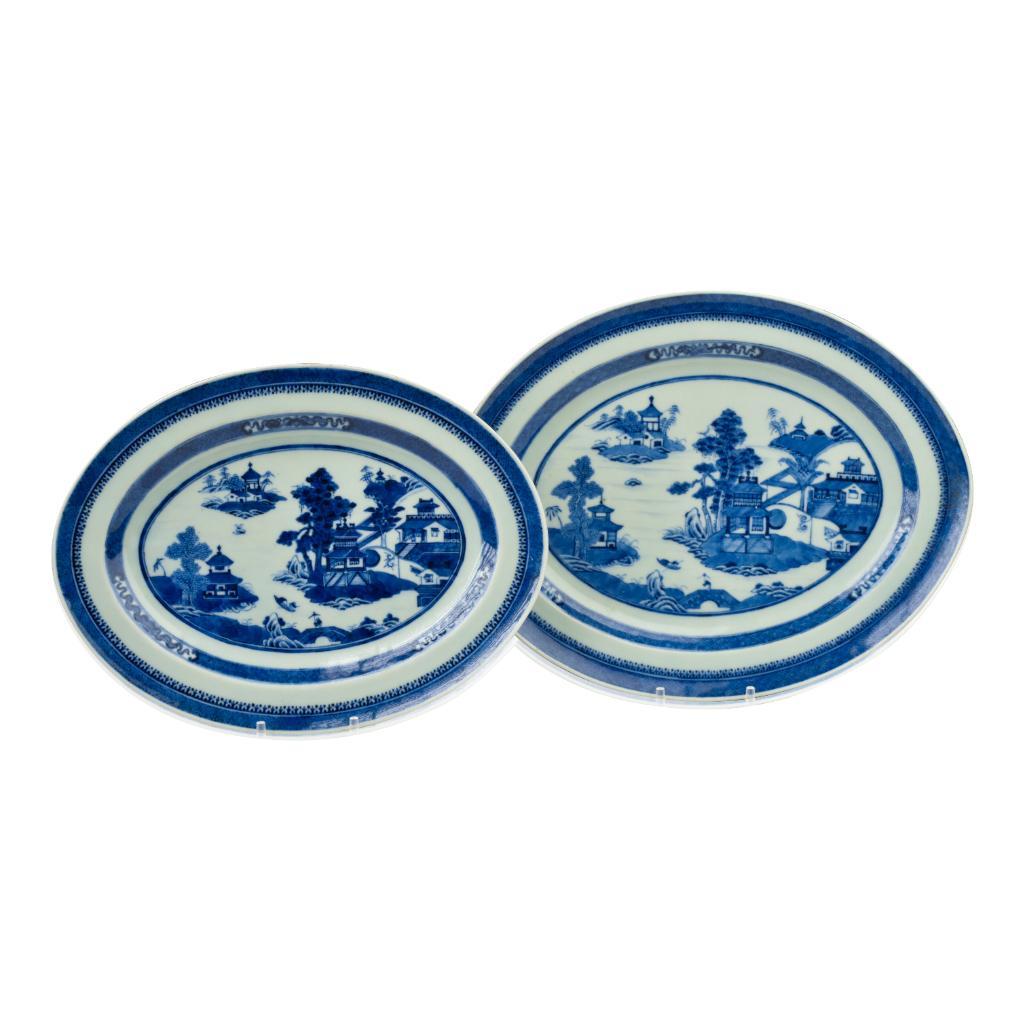 Two 19th c. Chinese Export Nanking Porcelain Oval (1 of 2)