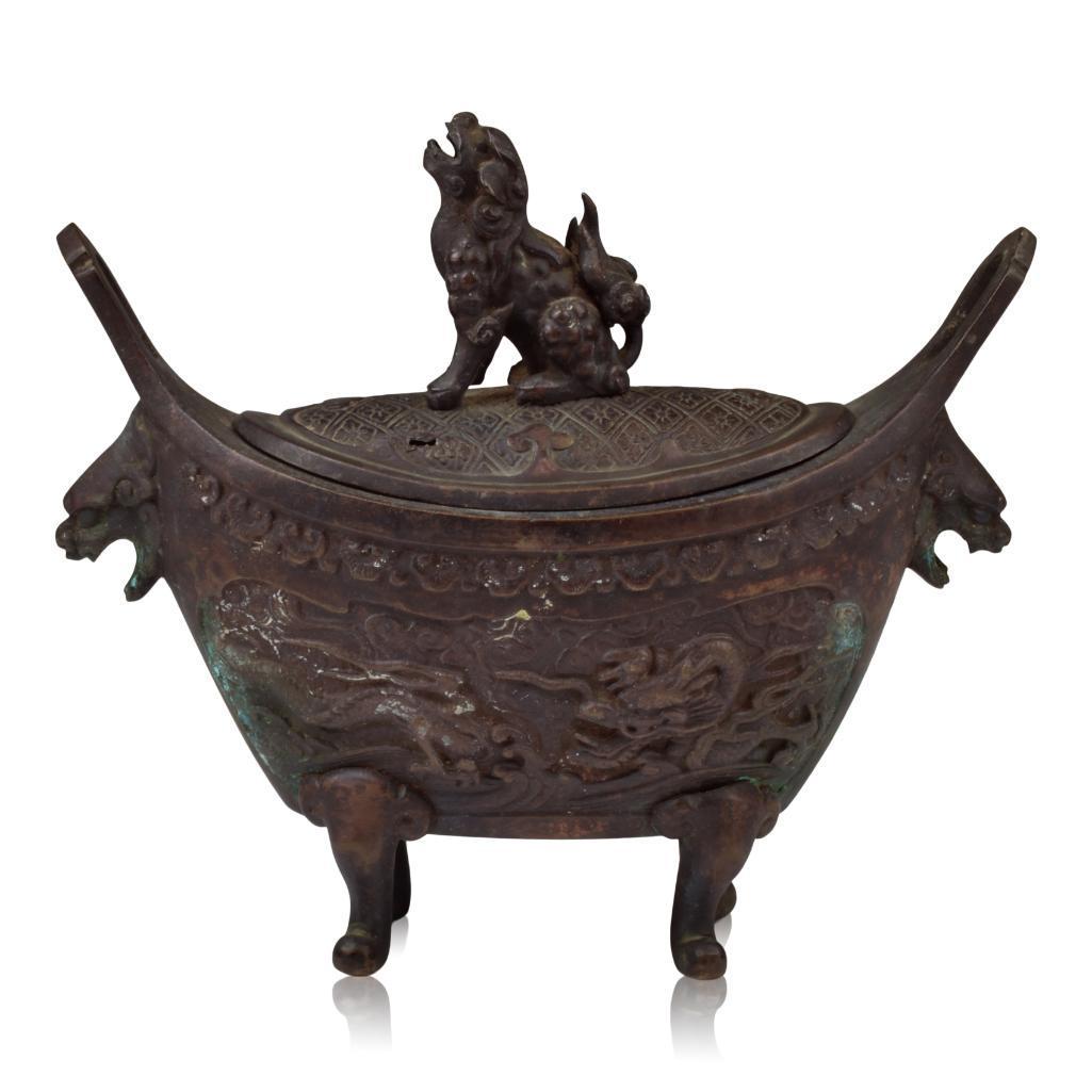 Signed Japanese Bronze Covered Koro Incense Burner (1 of 5)
