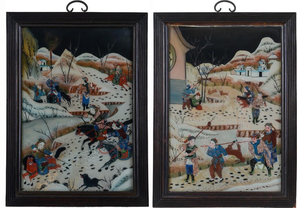 Pair of 19th c. Chinese Reverse Paintings on Glass (1 of 5)
