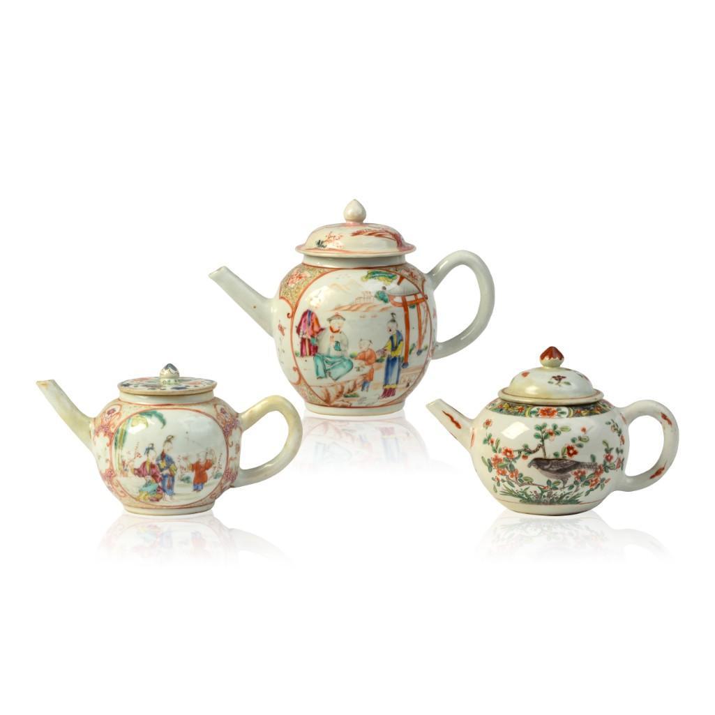 Three 18th c. Chinese Famille Rose Teapots. (1 of 4)