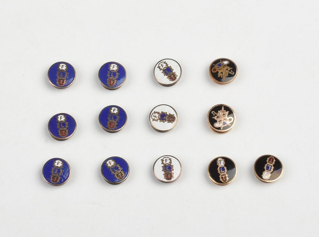 Thirteen Odd Fellows Lapel Pins.: Diameter .65 inches.