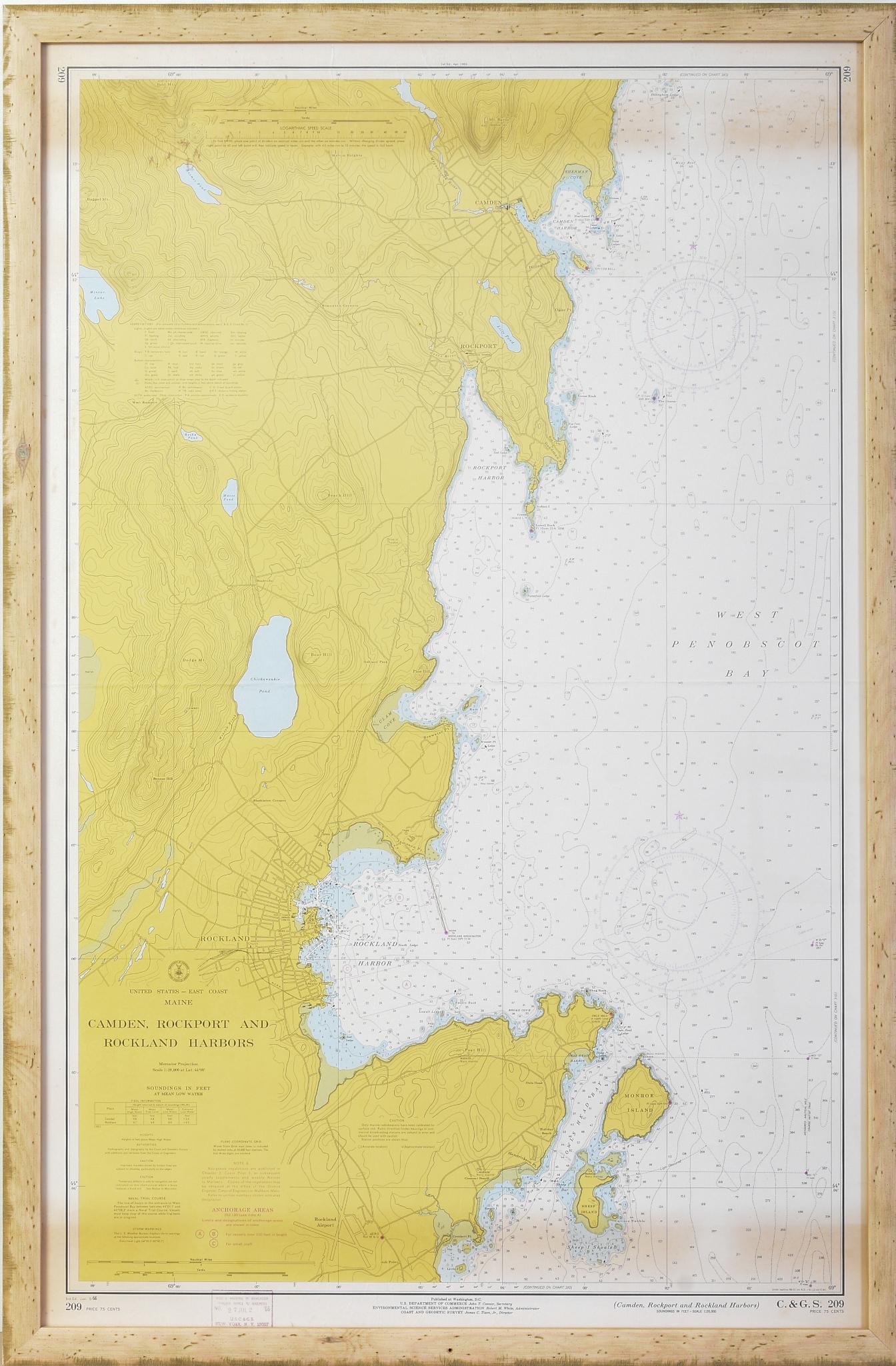 Eight Framed New England Nautical Charts. (1 of 9)