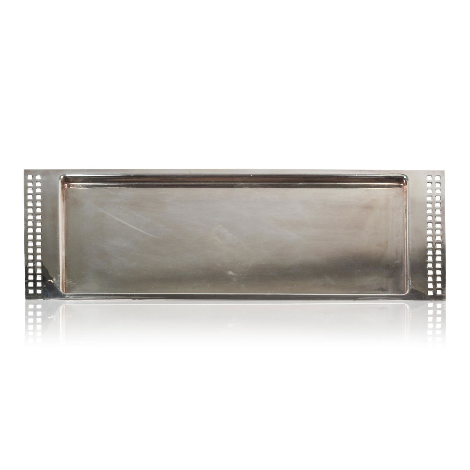 Richard Meier for Swid Powell Tray.: Silverplate, 17.75 x 7 inches.