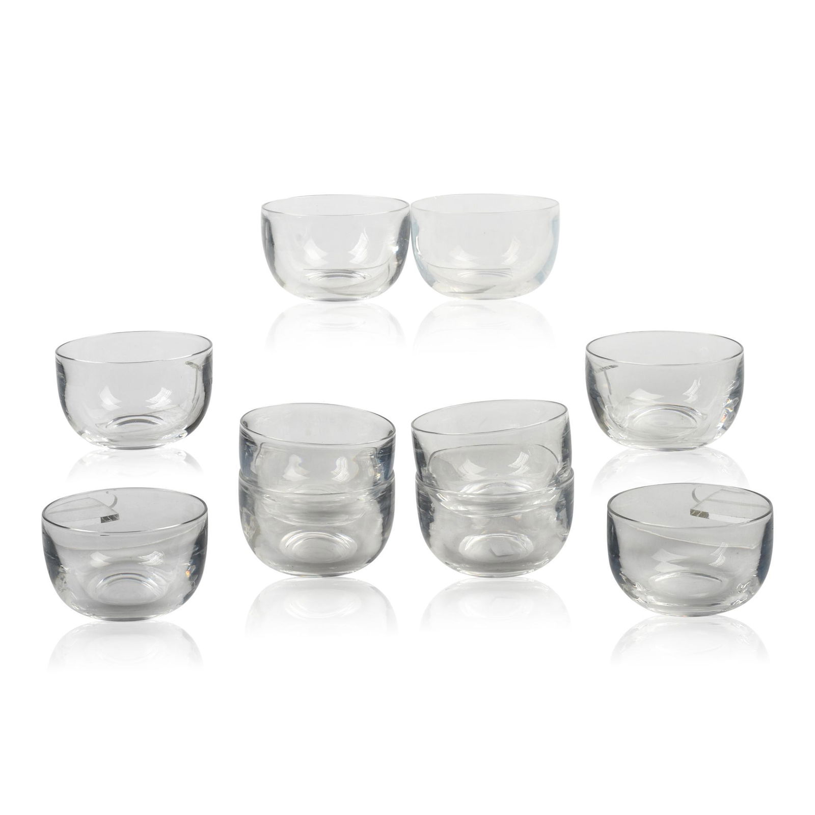 Set of 10 Steuben Glass Finger Bowls: Diameter 4 inches, all signed with "S” mark