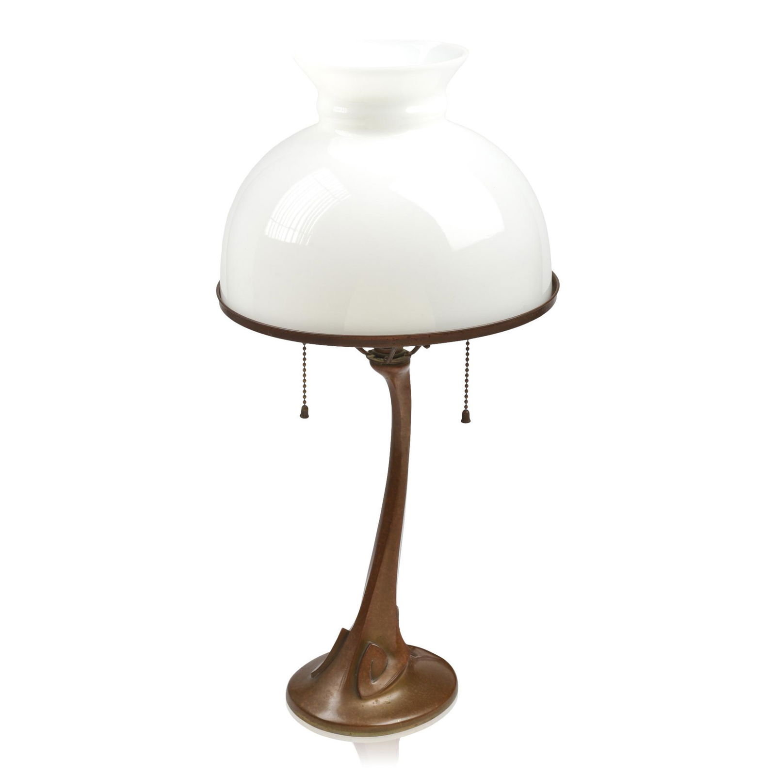 Austrian Jugendstil Bronze Table Lamp: Height including shade 20 inches. In the Style of Gustav Gurschner, c. 1910