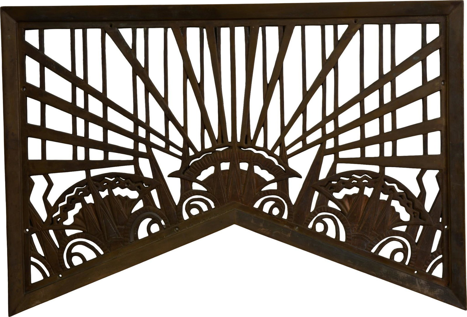 Art Deco Bronze Architectural Panel.: Machine Age Design, purportedly from a New York building. 19 x 28.5 inches.
