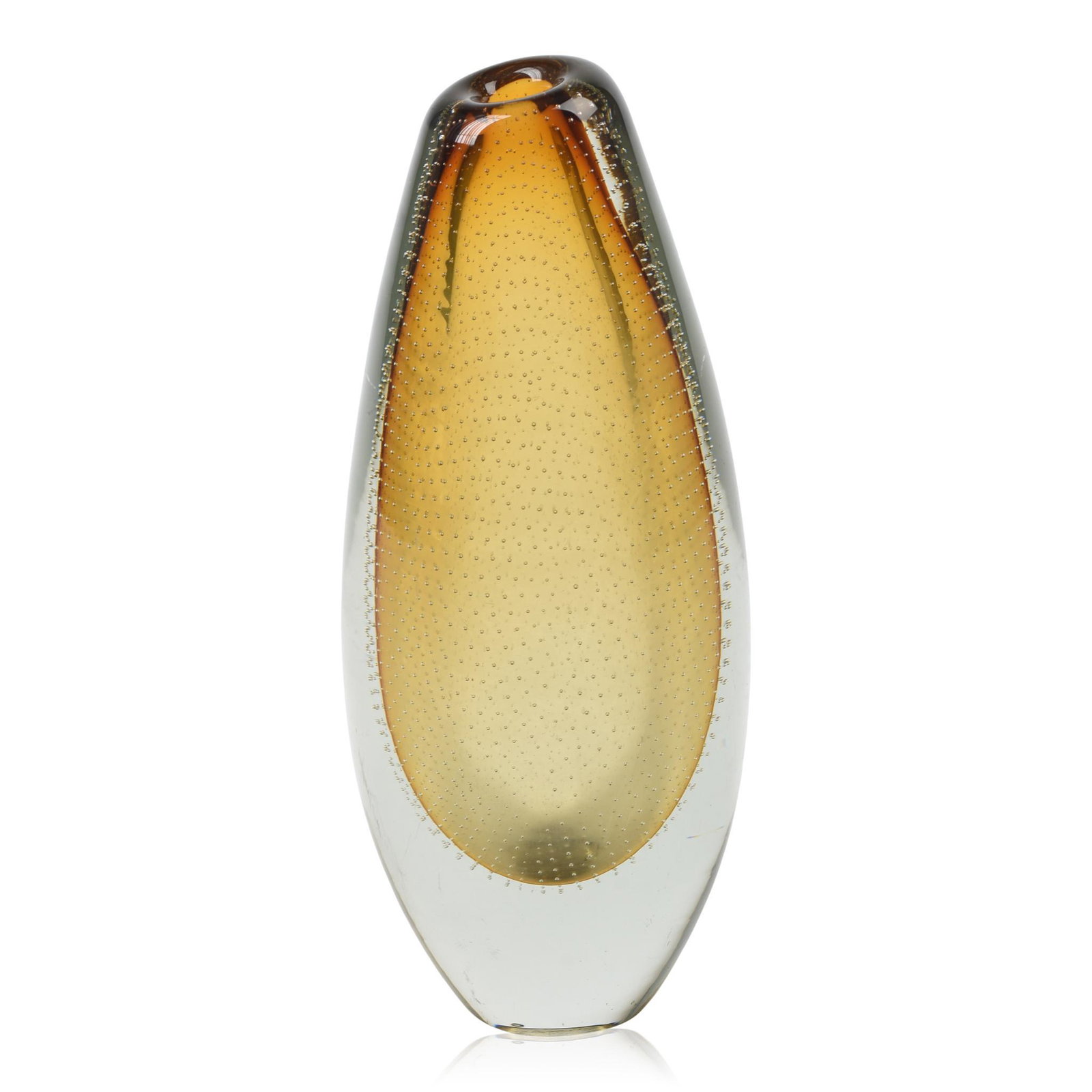 Gunnel Nyman Glass Vase for Nuutajarvi Notsjo: Height 9 inches, controlled bubble decoration, Sweden, 1950s, signed "G. Nyman Nuutajarvi"