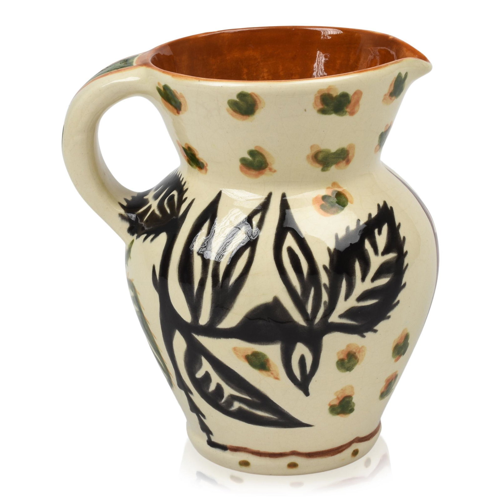 Jean Lurcat Ceramic Pitcher: (France, 1892-1966), signed on the bottom "Dessin J. Lurcat, Sant-Vicens, A.V.", c. 1950s, height 8 inches.