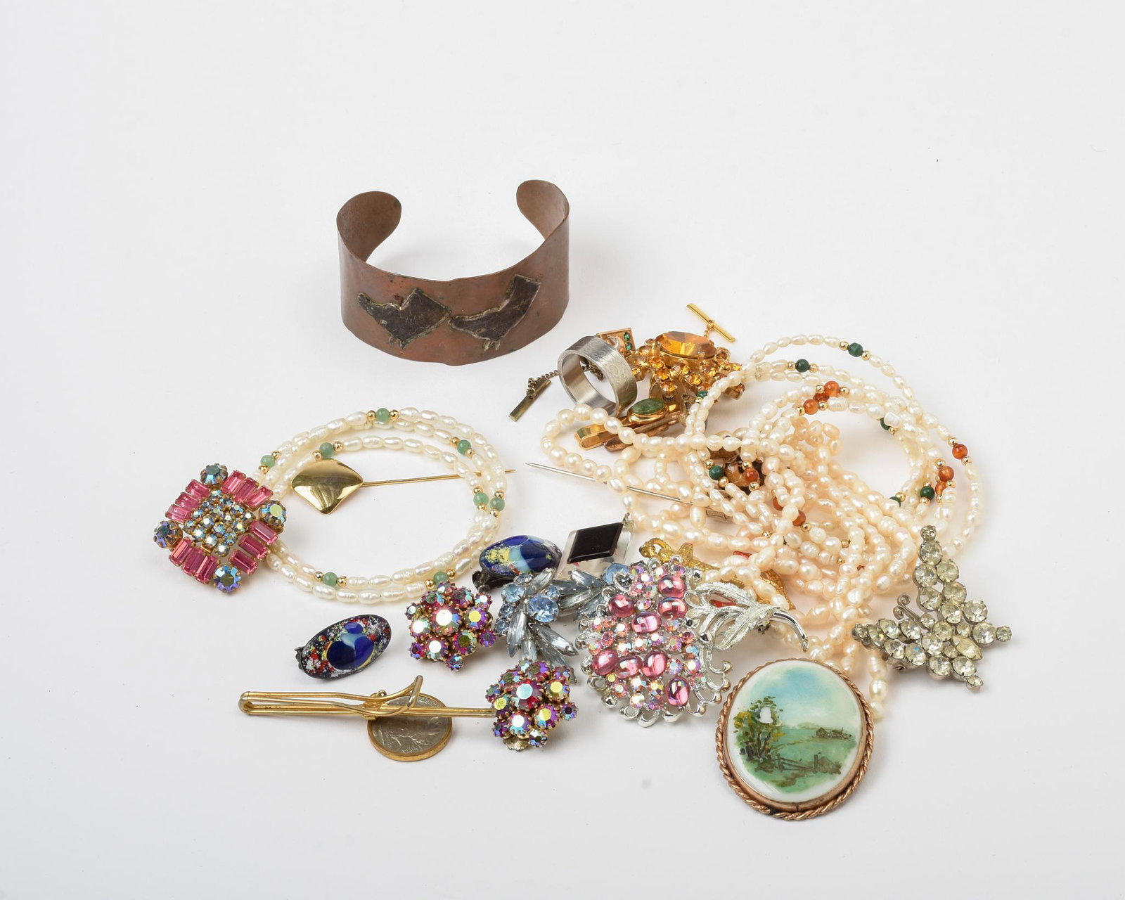 Vintage Costume Jewelry Pin & Brooch Lot.: Austria, Rhinestones, and more, see images.