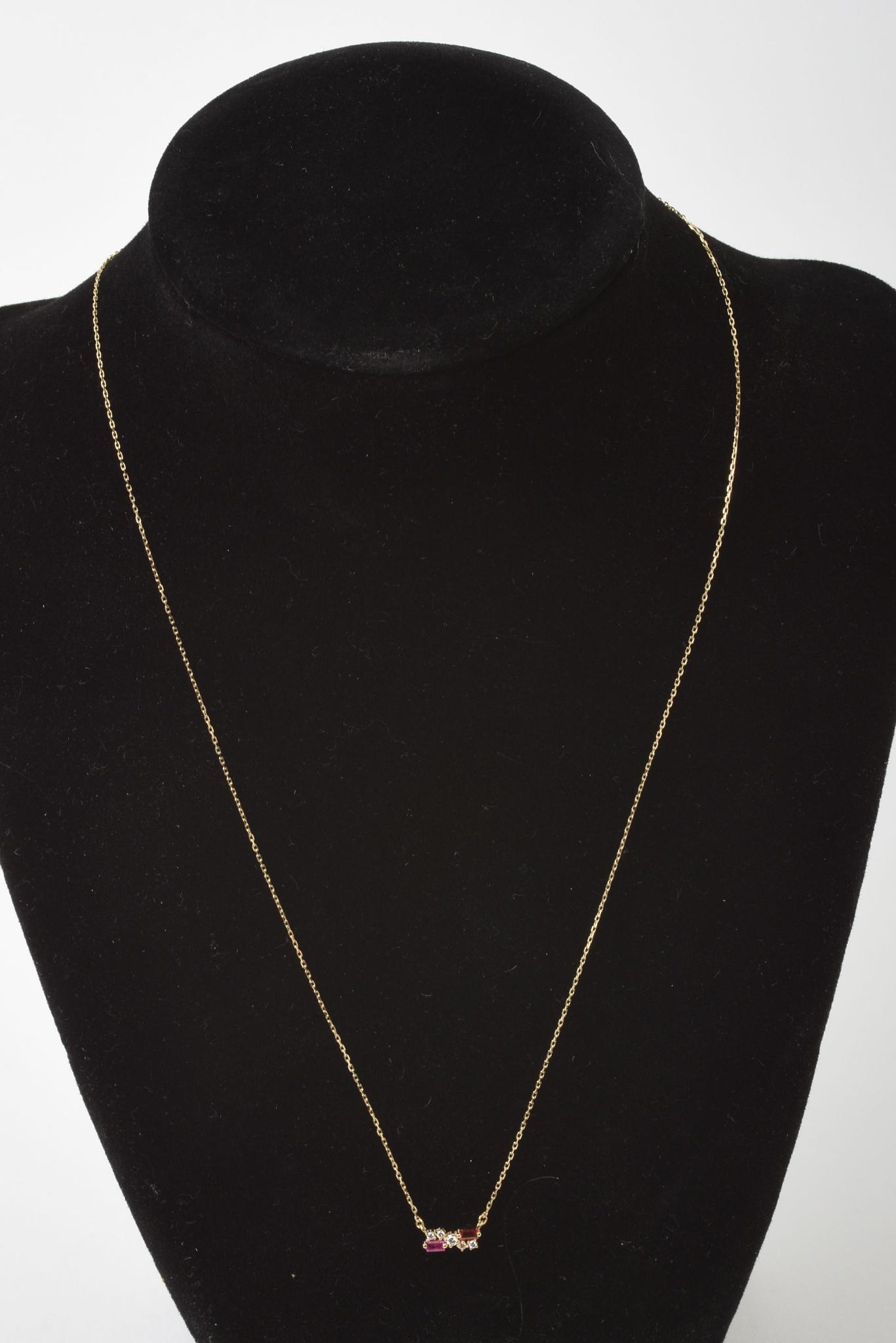 18K Suzanne Kalan Yellow Gold & Diamond Necklace.: Length 16.5 inches, 2.05 grams.