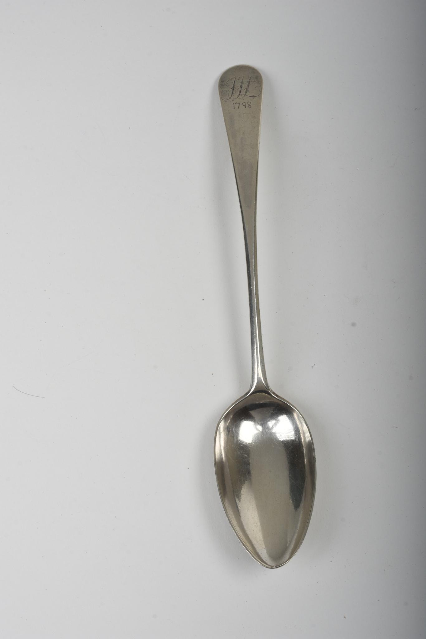 Rare Benjamin Bunker Nantucket Serving Spoon.: Benjamin Bunker (1751-1842). Length 9.5 inches, 62 grams.