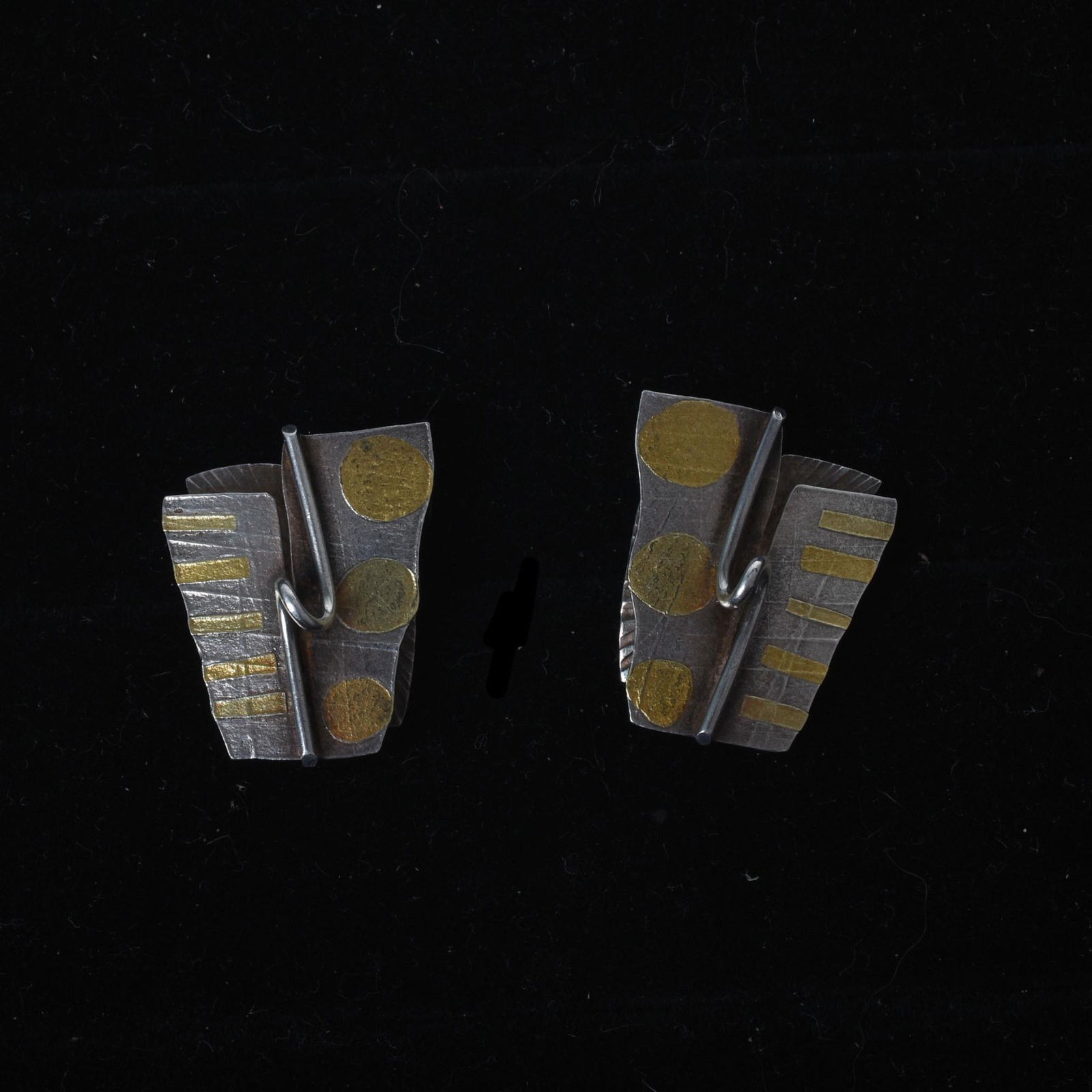 Modernist Sterling & Solid Gold Earrings. (1 of 1)