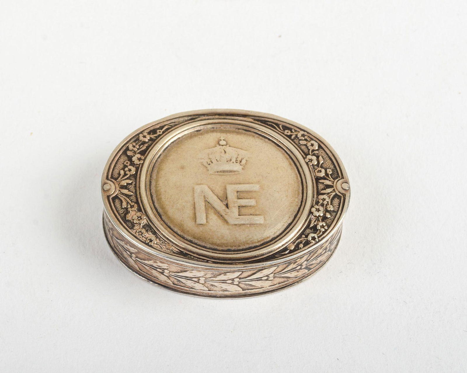 French Silver Pill Box With Crown. (1 of 2)