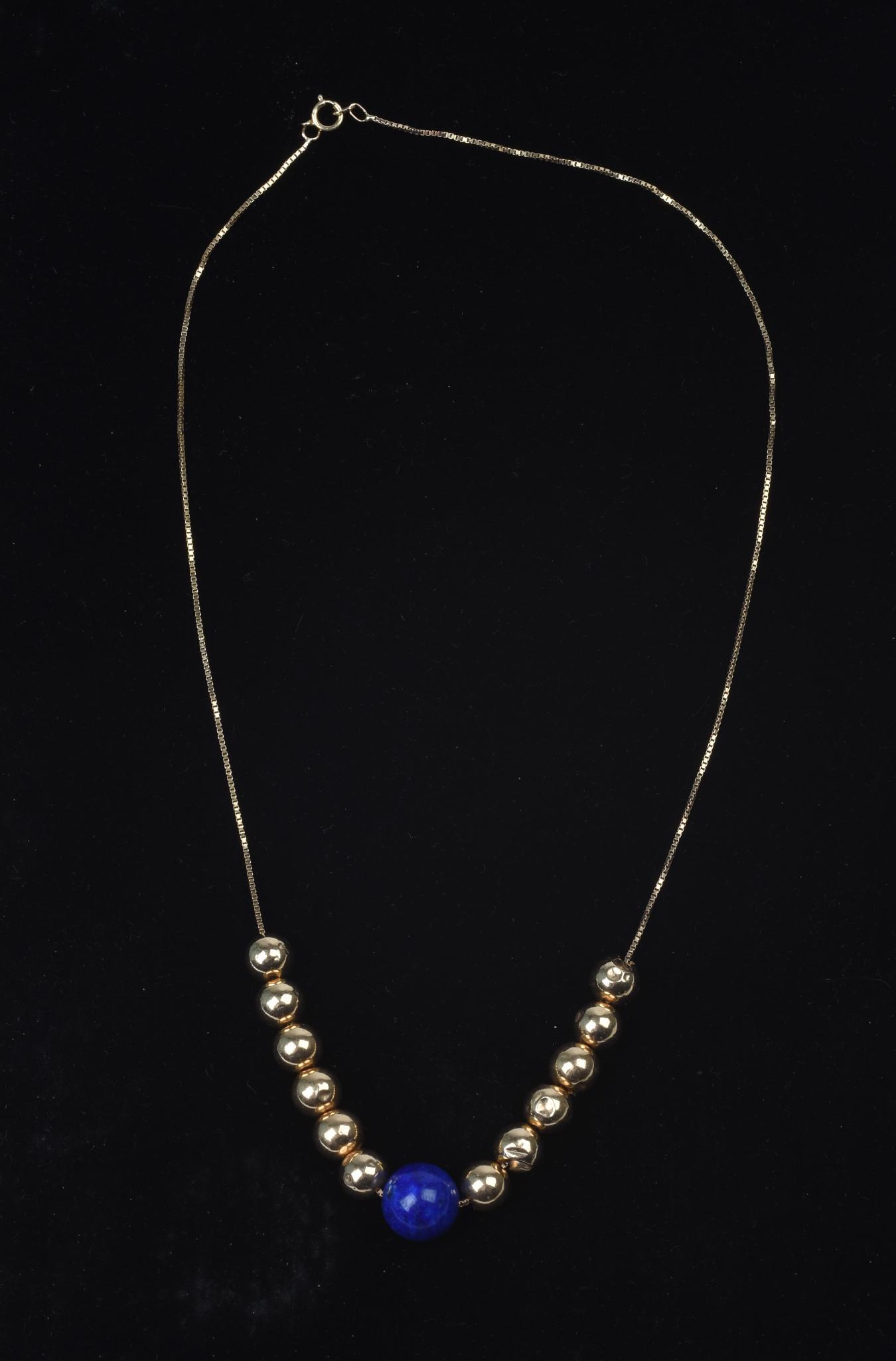 14K Yellow Gold Lapis & Add-A-Bead Necklace. (1 of 2)