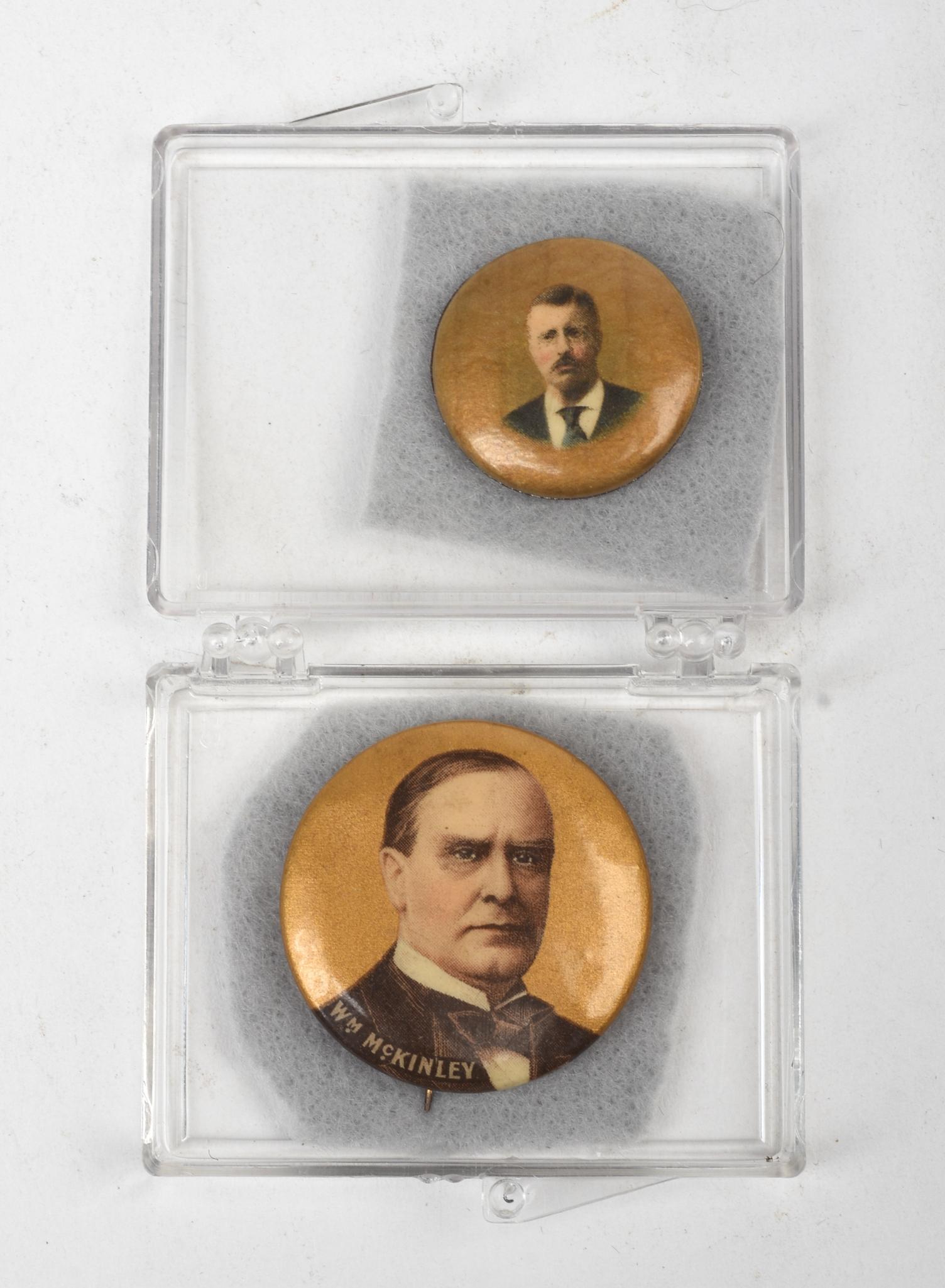 William McKinley and Theodore Roosevelt Pins. (1 of 2)