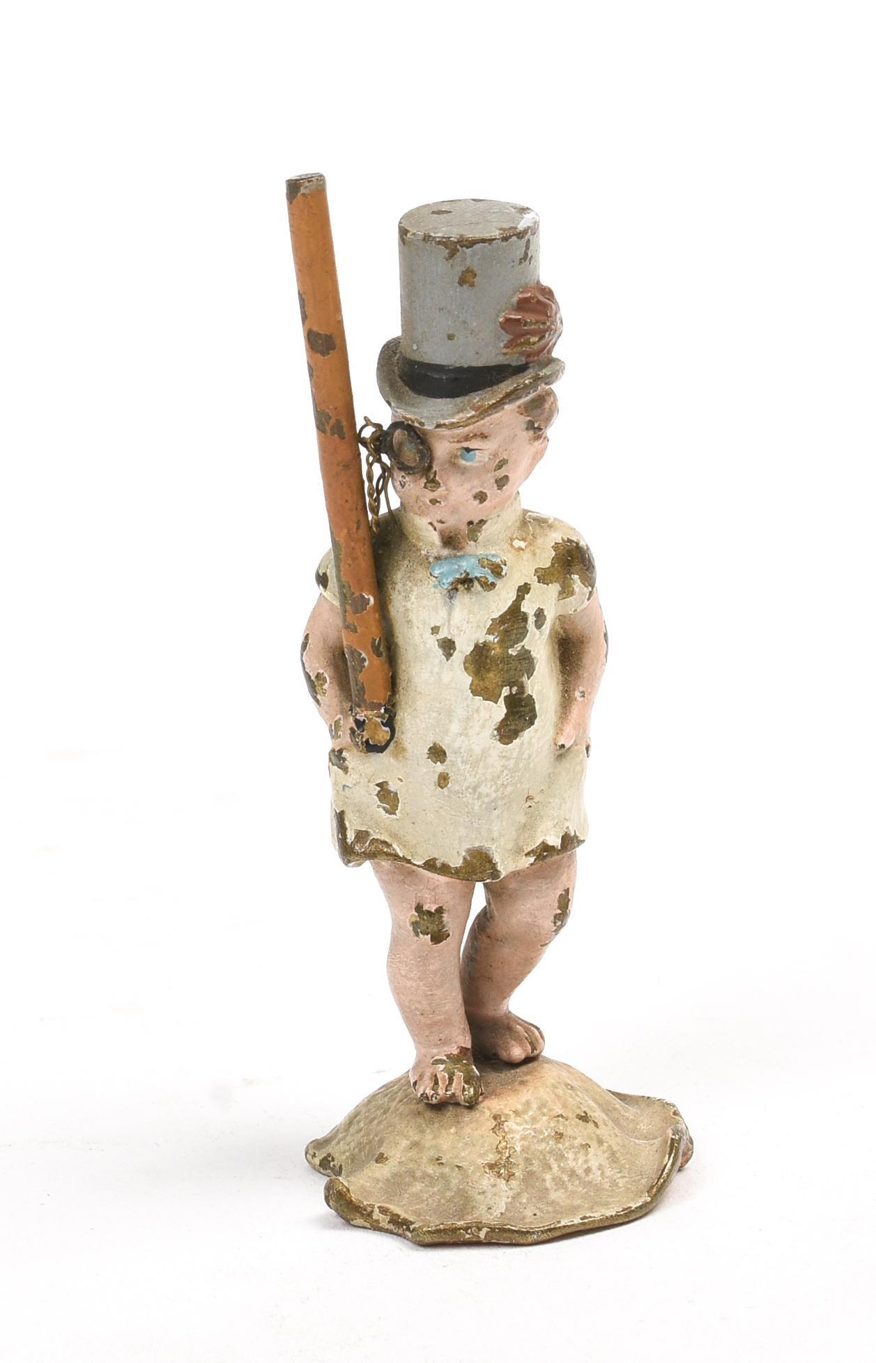 Miniature Bronze Figure of Baby Wearing Top Hat. (1 of 2)
