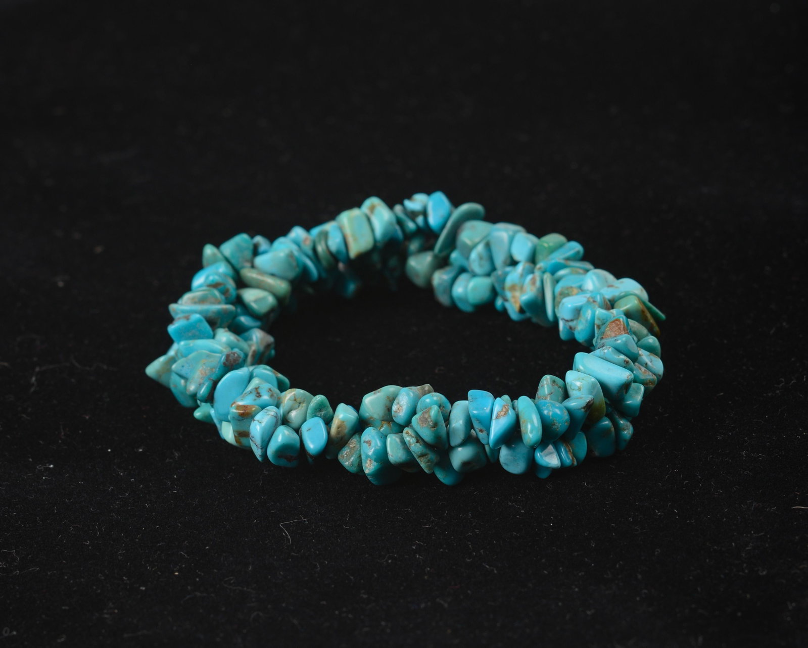 Raw Turquoise Bracelet.: Triple strand on stretch material. Diameter 3 inches.