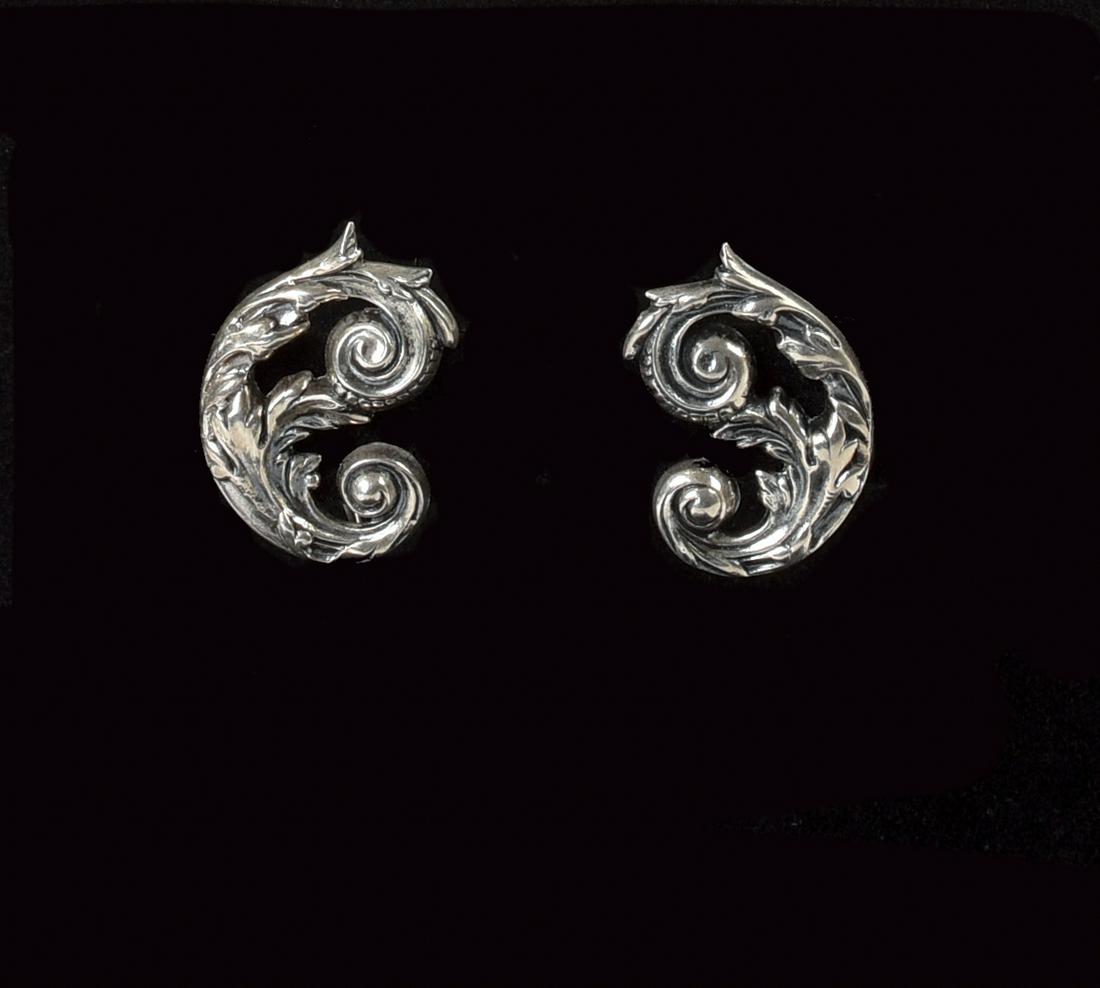 Mexican Swirl Earrings.: Screw back. Height 2.66 inches.