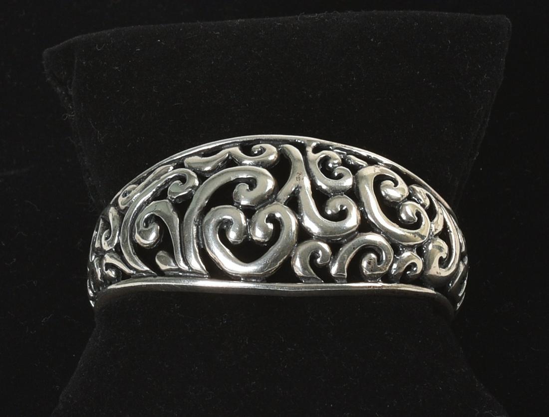 Heavy FIligre Wide Sterling Mexican Cuff.: Width 2.5 inches. 925 Sterling.