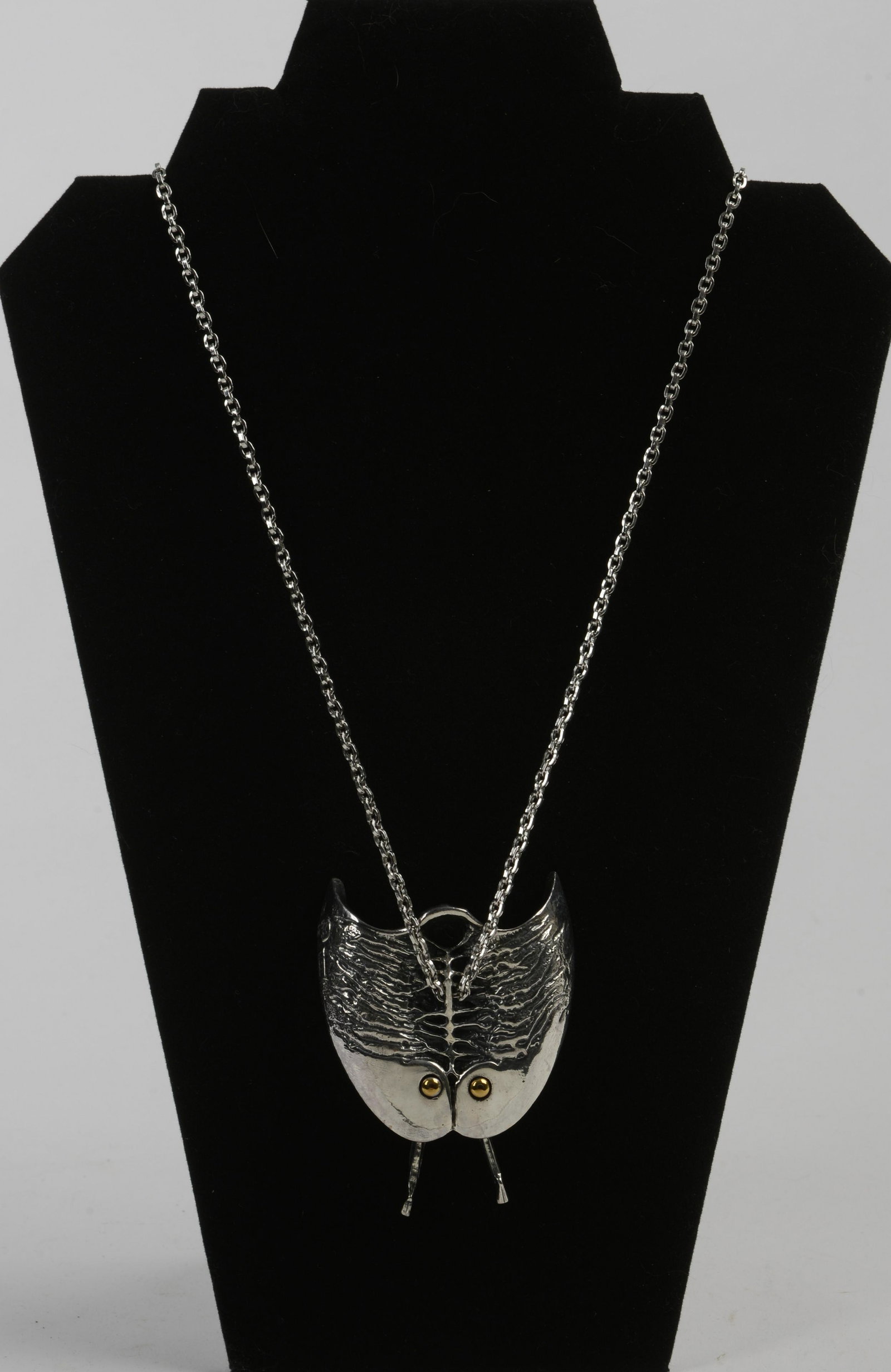 Vidal Creature Necklace.: Brutalist. Length of chain 29 inches. Pendant height 3 inches.