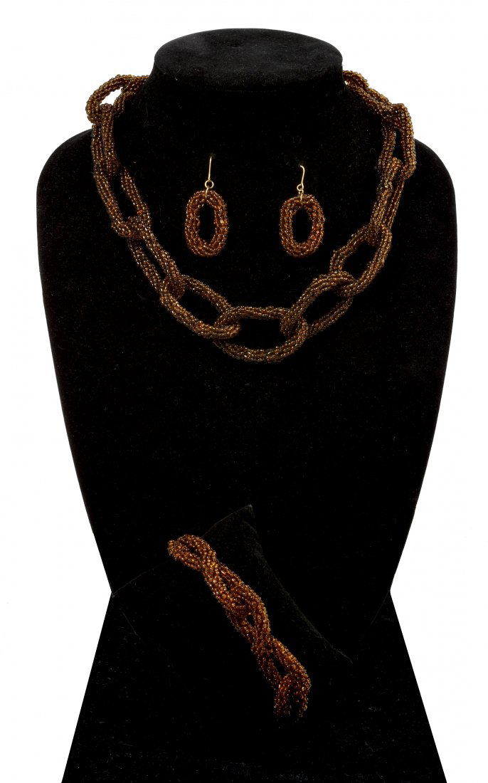 Brown Beaded Chain Link Necklace, Bracelet and (1 of 3)