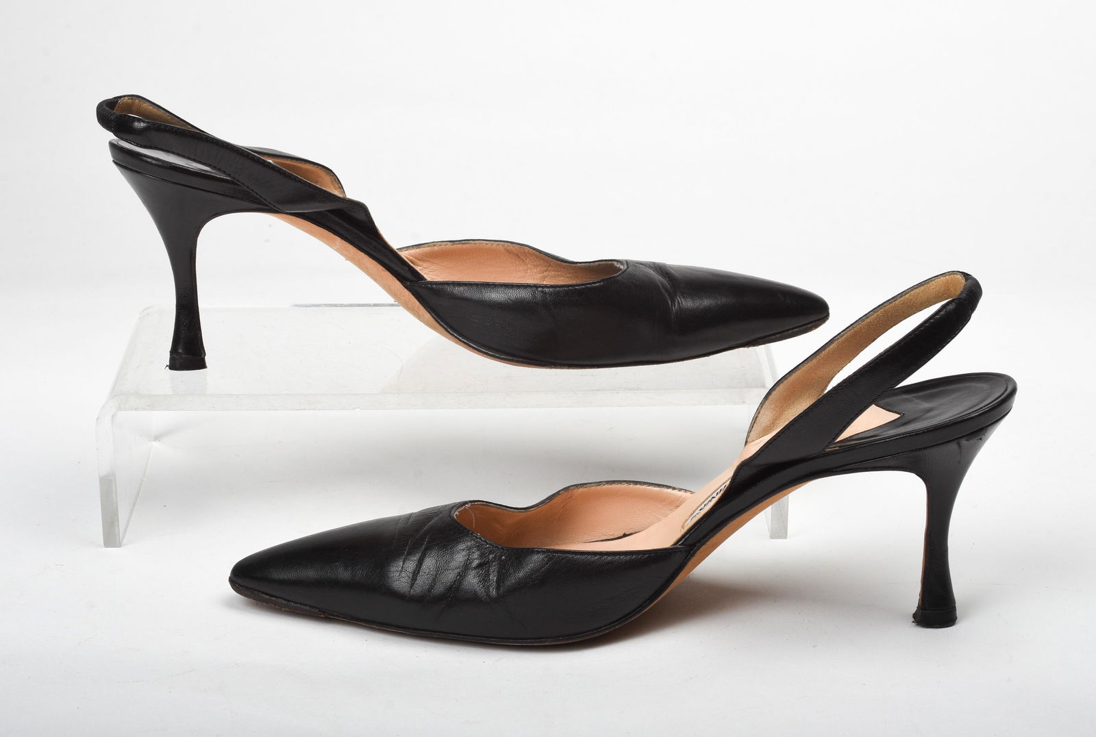 Pair Black Leather Manolo Blahnik Pumps. (1 of 5)