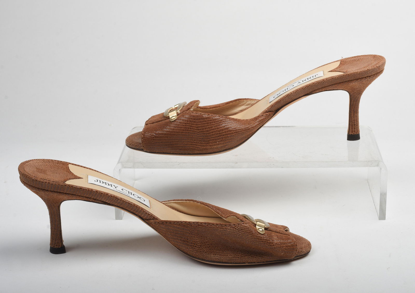 Pair of Brown Backless Jimmy Choo Heels. (1 of 5)