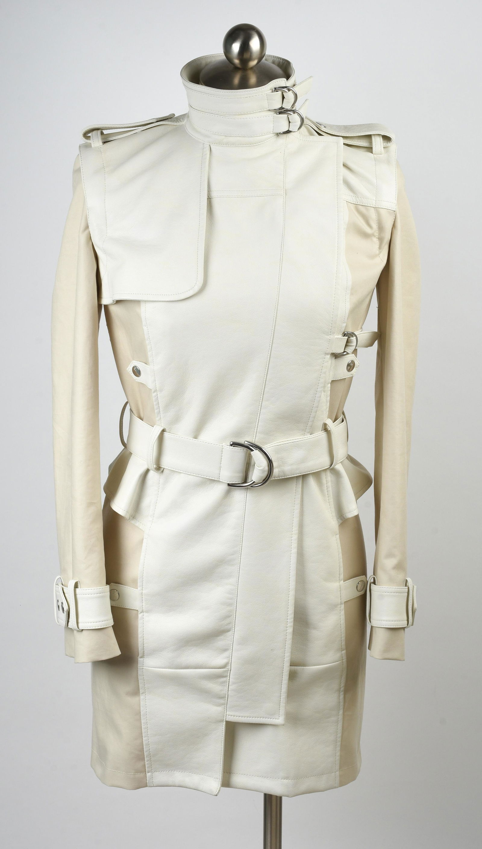 Alexander McQueen Belted Leather and Cotton Jacket (1 of 9)