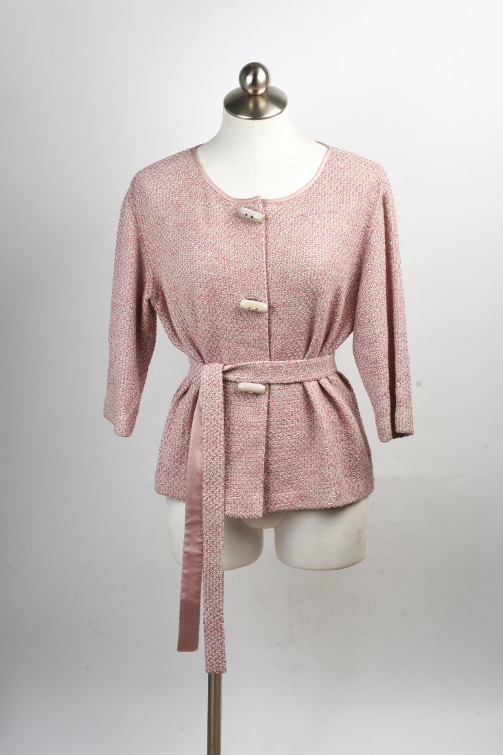 St. John 3/4 Sleeve Pink and Grey Knit Jacket. (1 of 3)