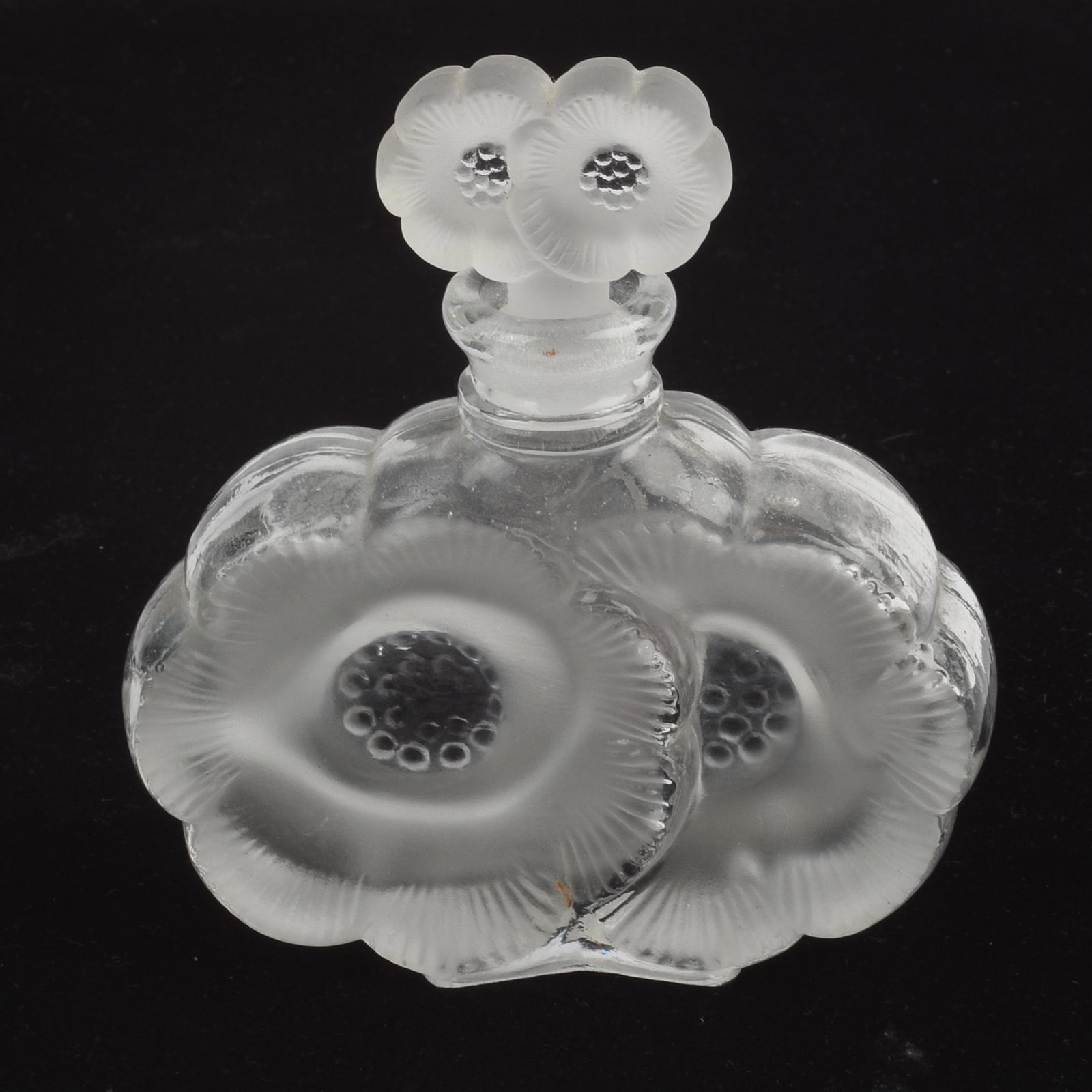 Flower Glass Perfume Bottle.: Height 4.5 inches.