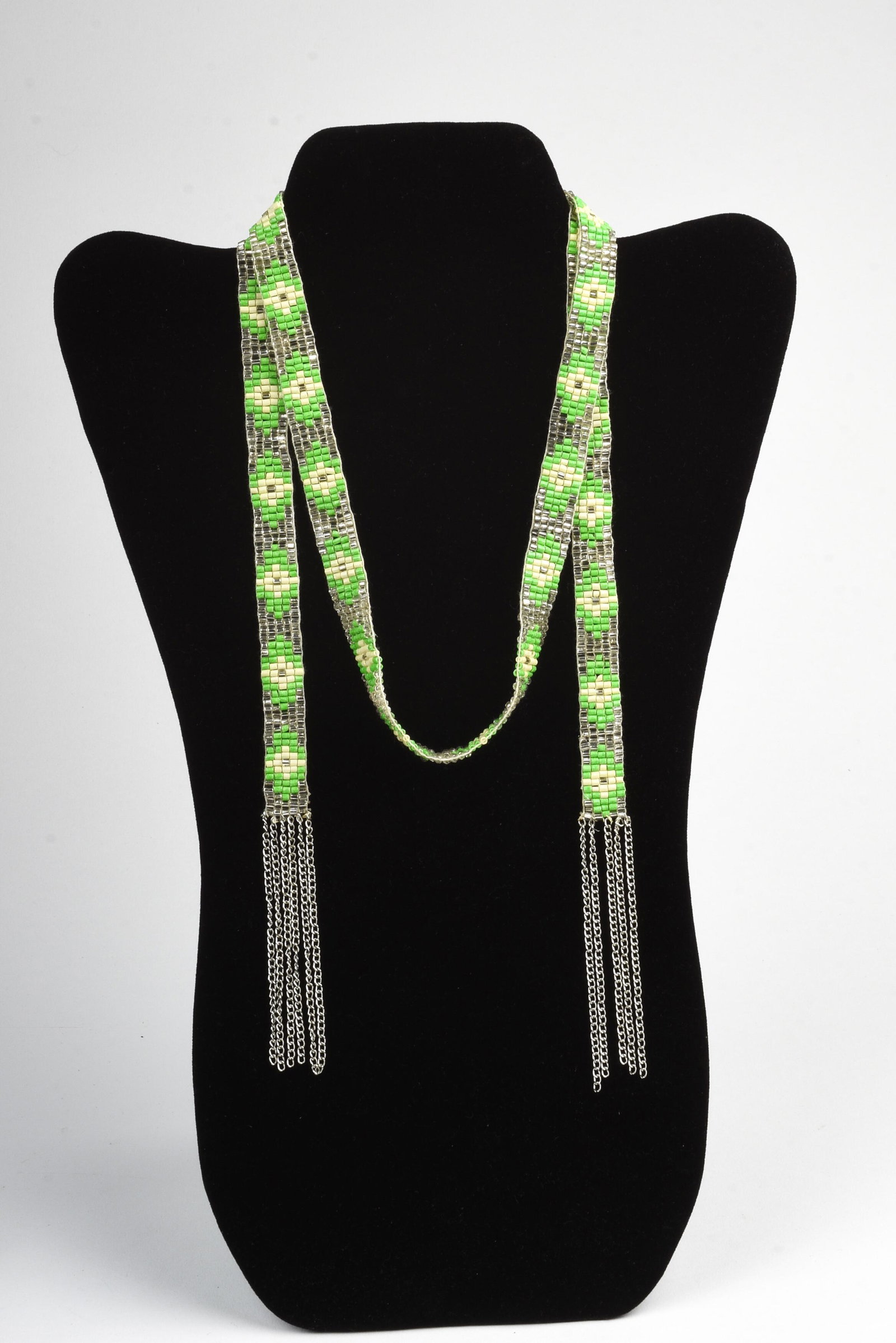 Thin Beaded Lariat.: Possibly Native America. Wearable length 36 inches. Uncertain of date. Condition: like new.