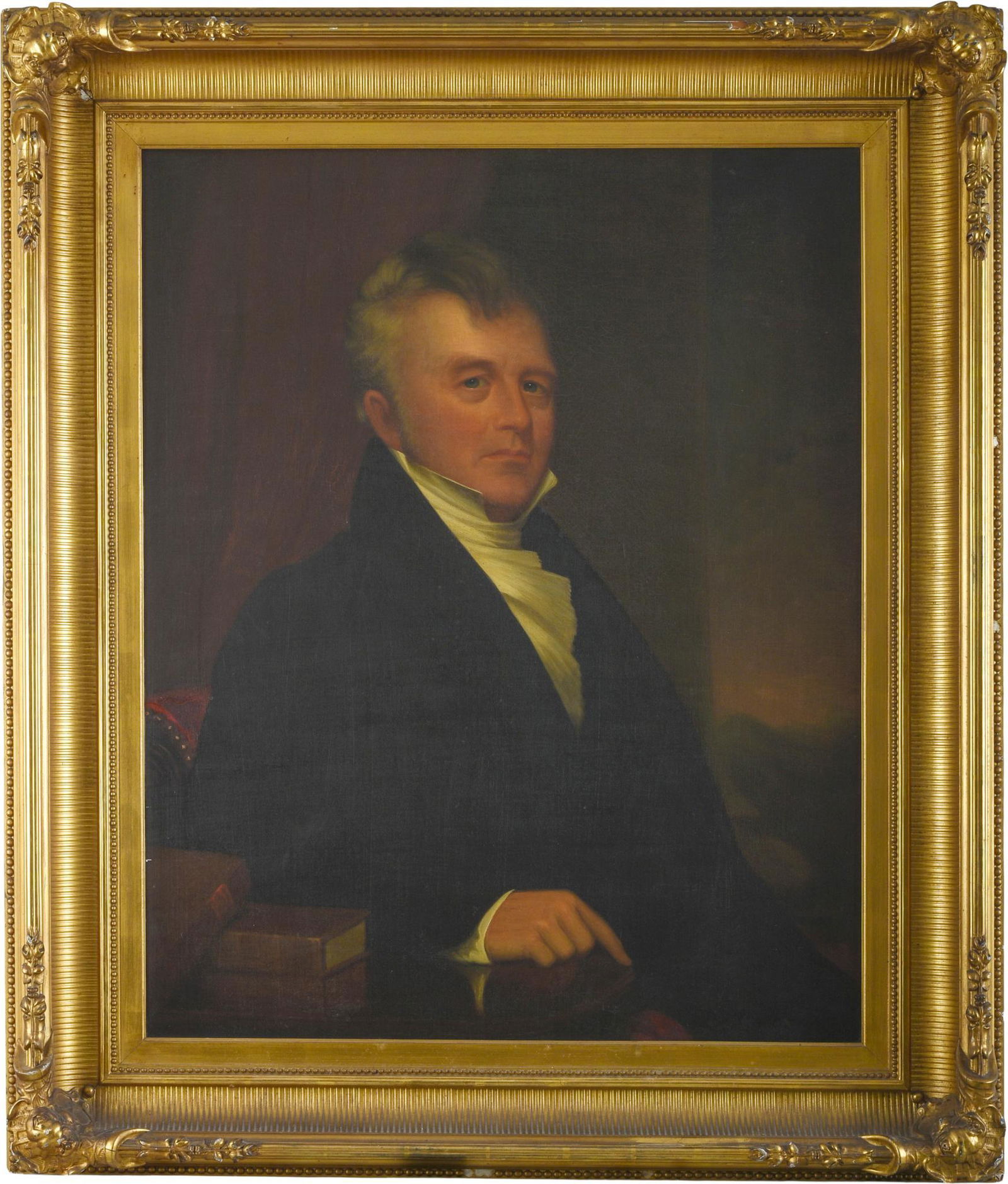 Chester Harding. Portrait of Luther Lawrence, c. 1832.: Chester Harding (American, 1792-1866) Portrait of Luther Lawrence, c. 1832. Oil on canvas, 35 1/2 x 28 1/2 inches; within original gilt, carved and molded frame. Luther Lawrence (1778-1839) was born i