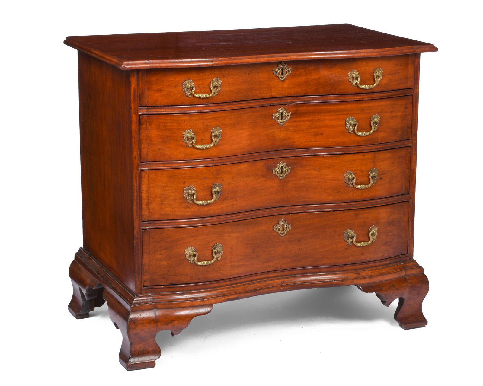 A Fine Massachusetts Chippendale Mahogany Oxbow Chest (1 of 4)