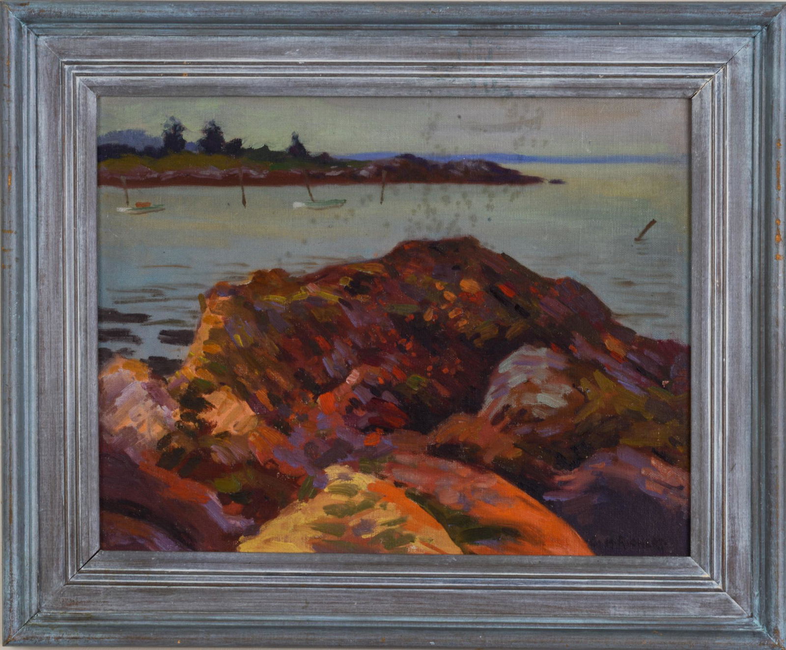 Charles H. Richert Maine Coastal Landscape Painting. (1 of 3)