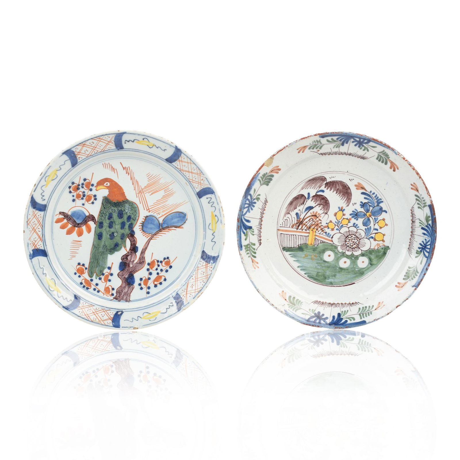 Two 18th c. Dutch Delft Polychrome Plates. (1 of 2)