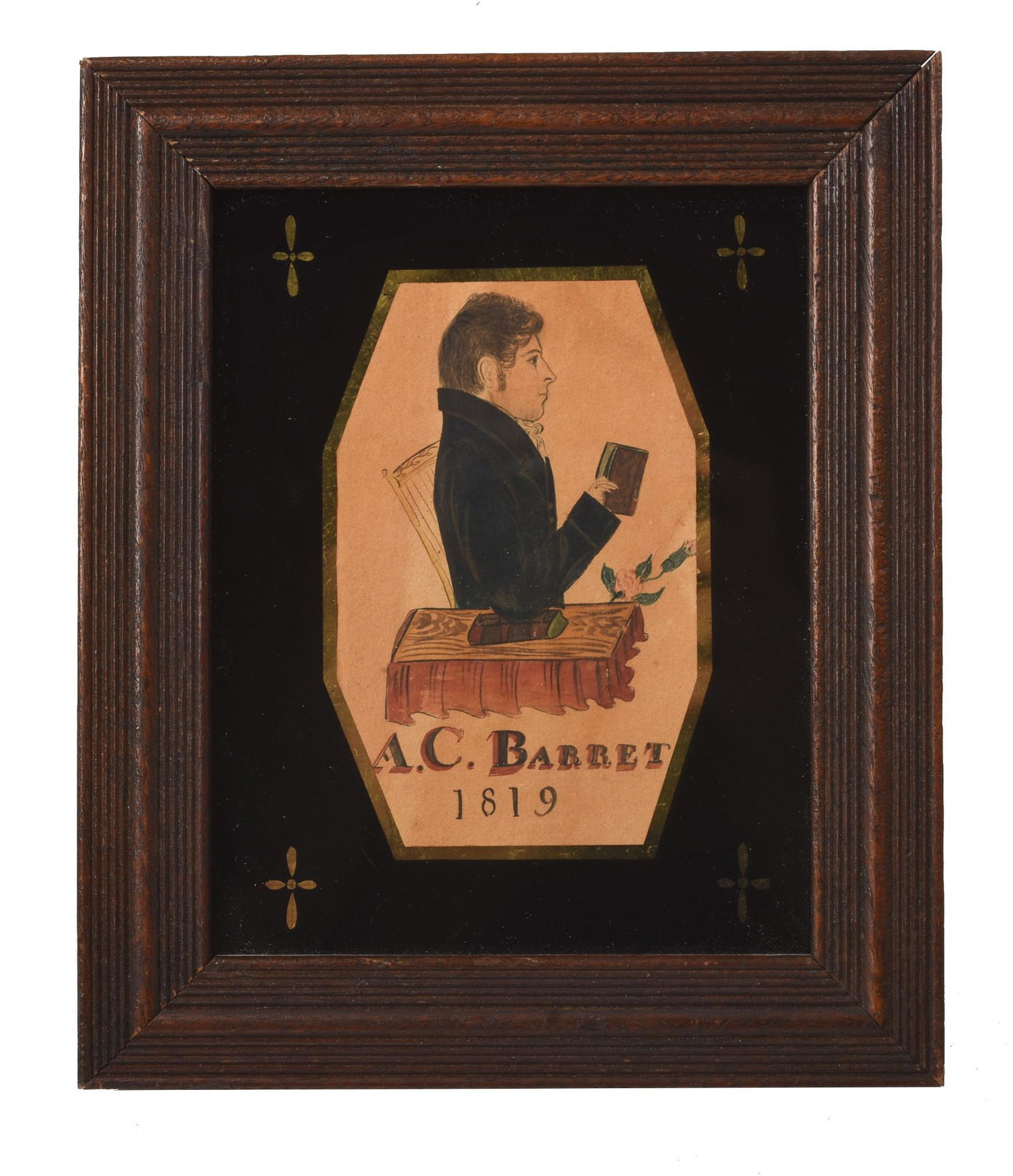 Portrait of A.C. Barret, 1819.: Watercolor on paper, in an eglomise mat, frame 7.75 x 6.5 inches.