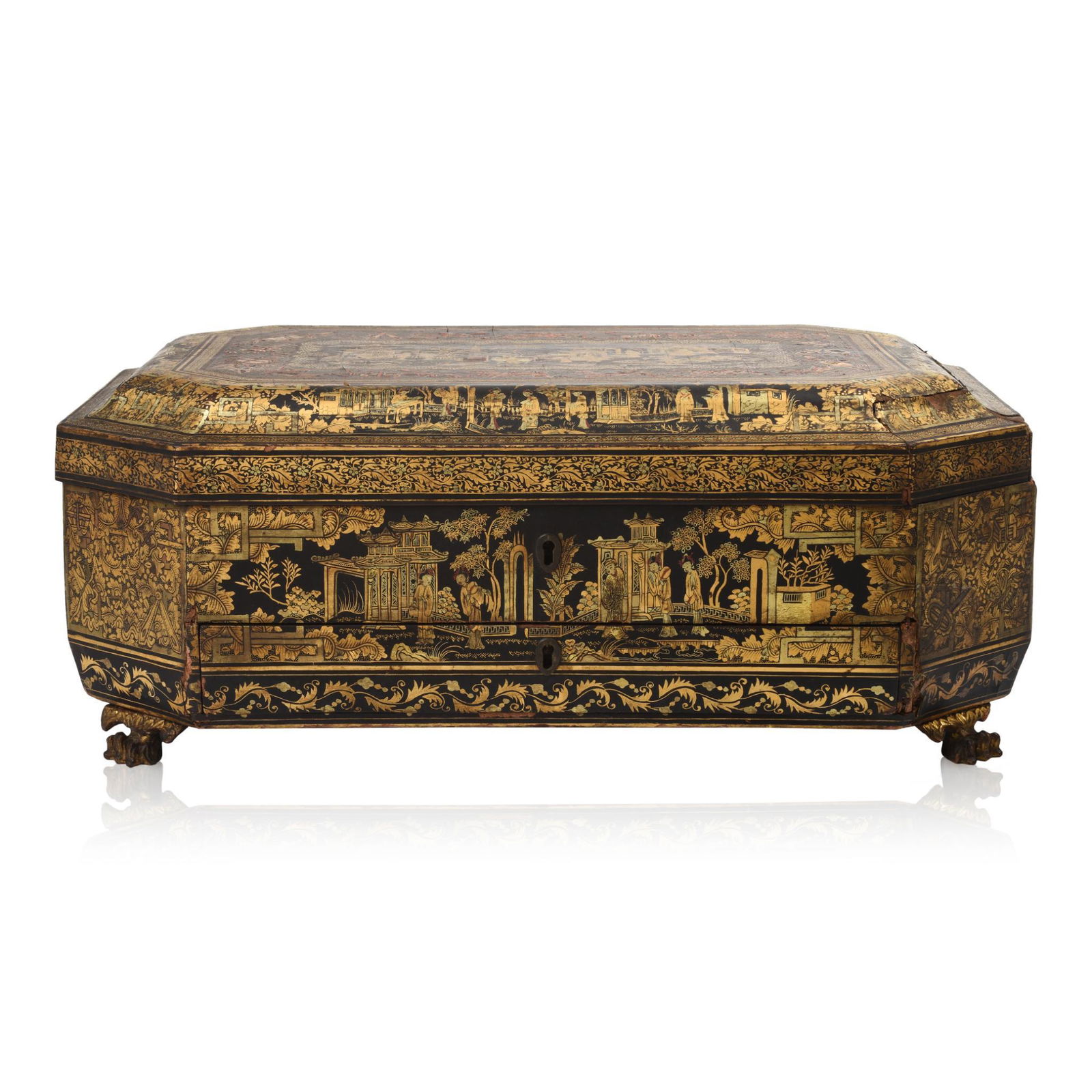 19th C. Chinese Export Lacquer Sewing Box. (1 of 15)