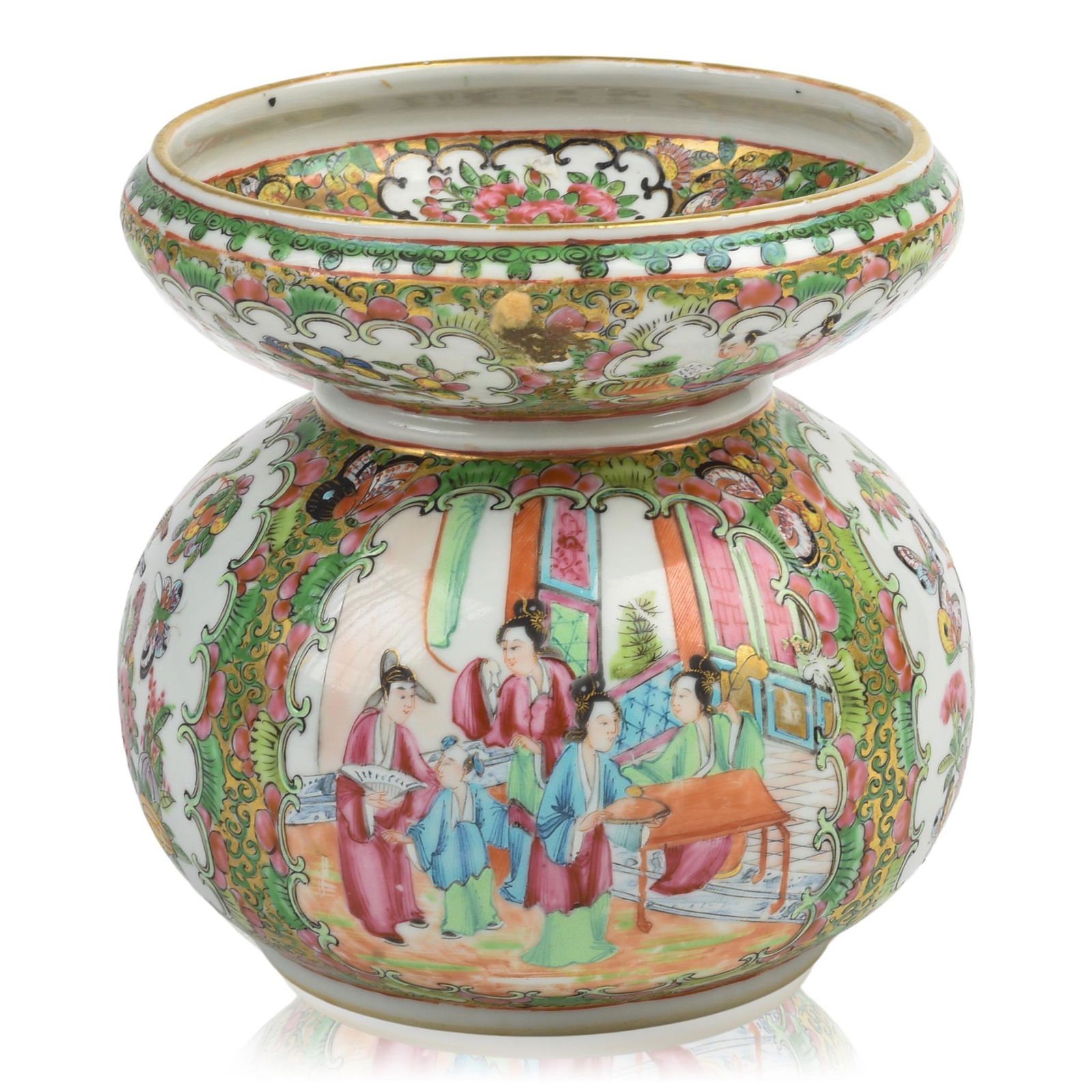 Chinese Rose Medallion Porcelain Spittoon. (1 of 6)