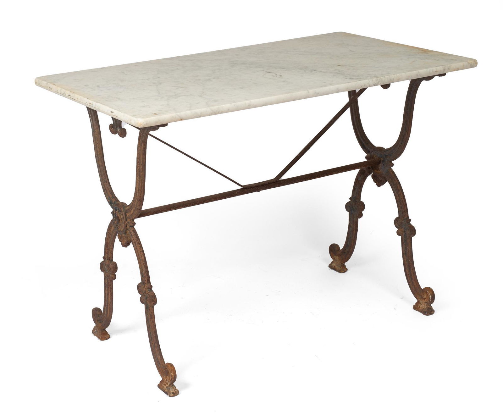 French Iron Table With Marble Top. (1 of 2)