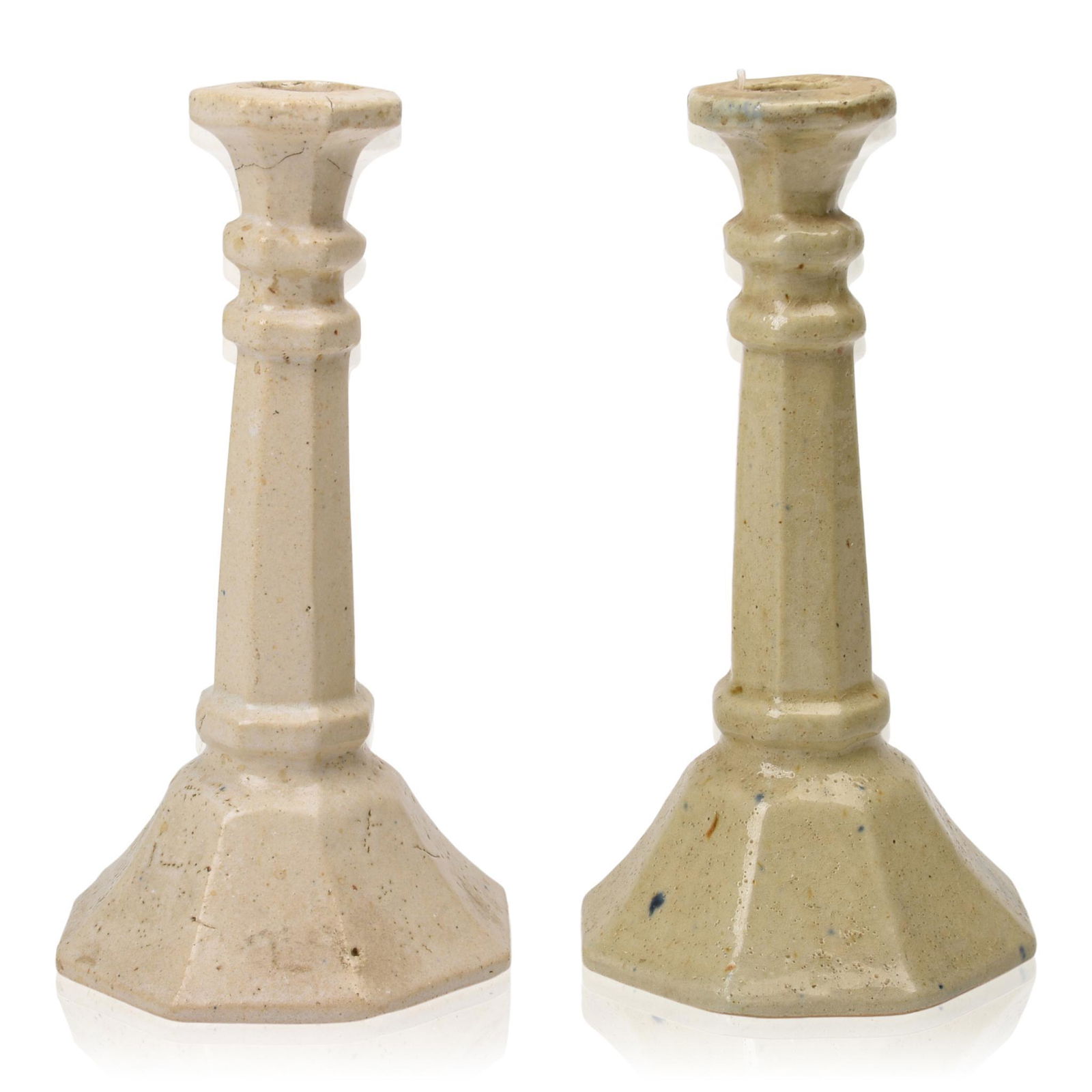 Pair of Early Ironstone Candlesticks. (1 of 2)