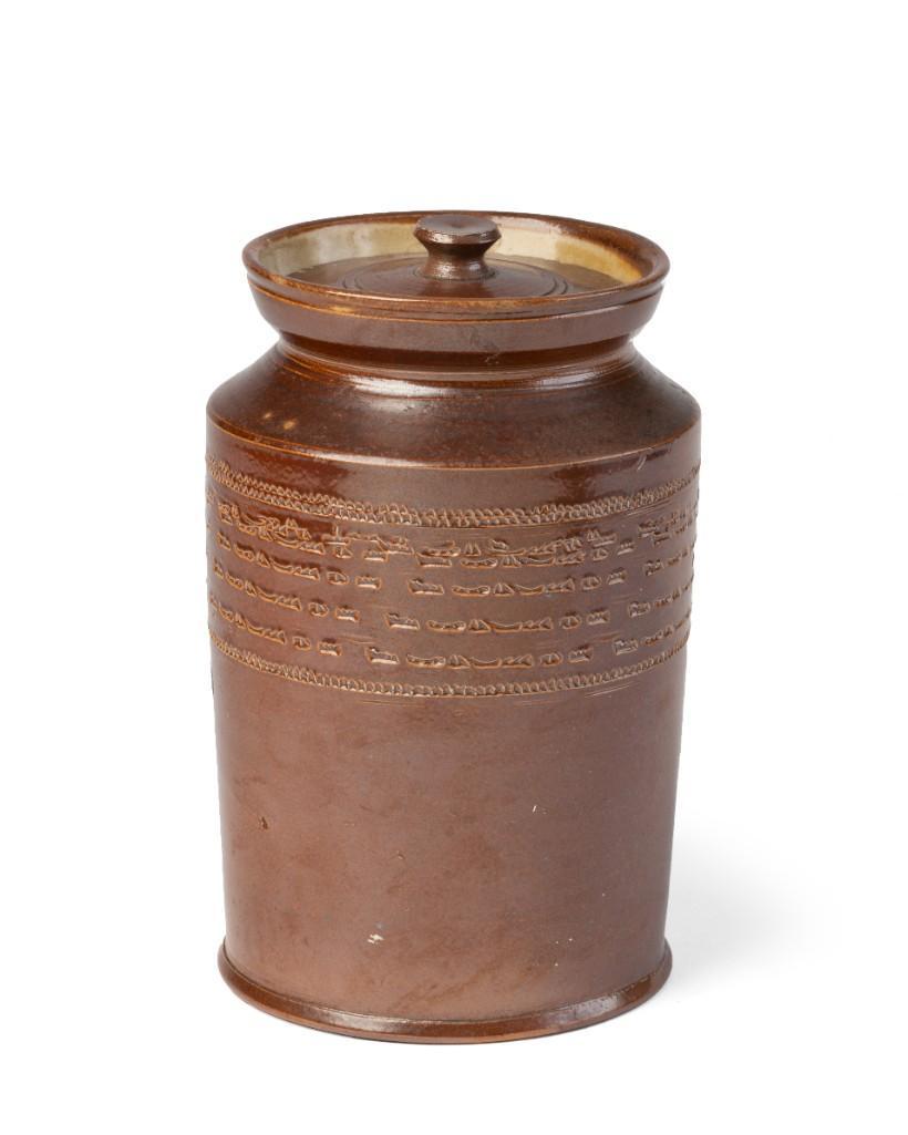 English Saltglaze Stoneware Jar and Cover, 19th c. (1 of 4)