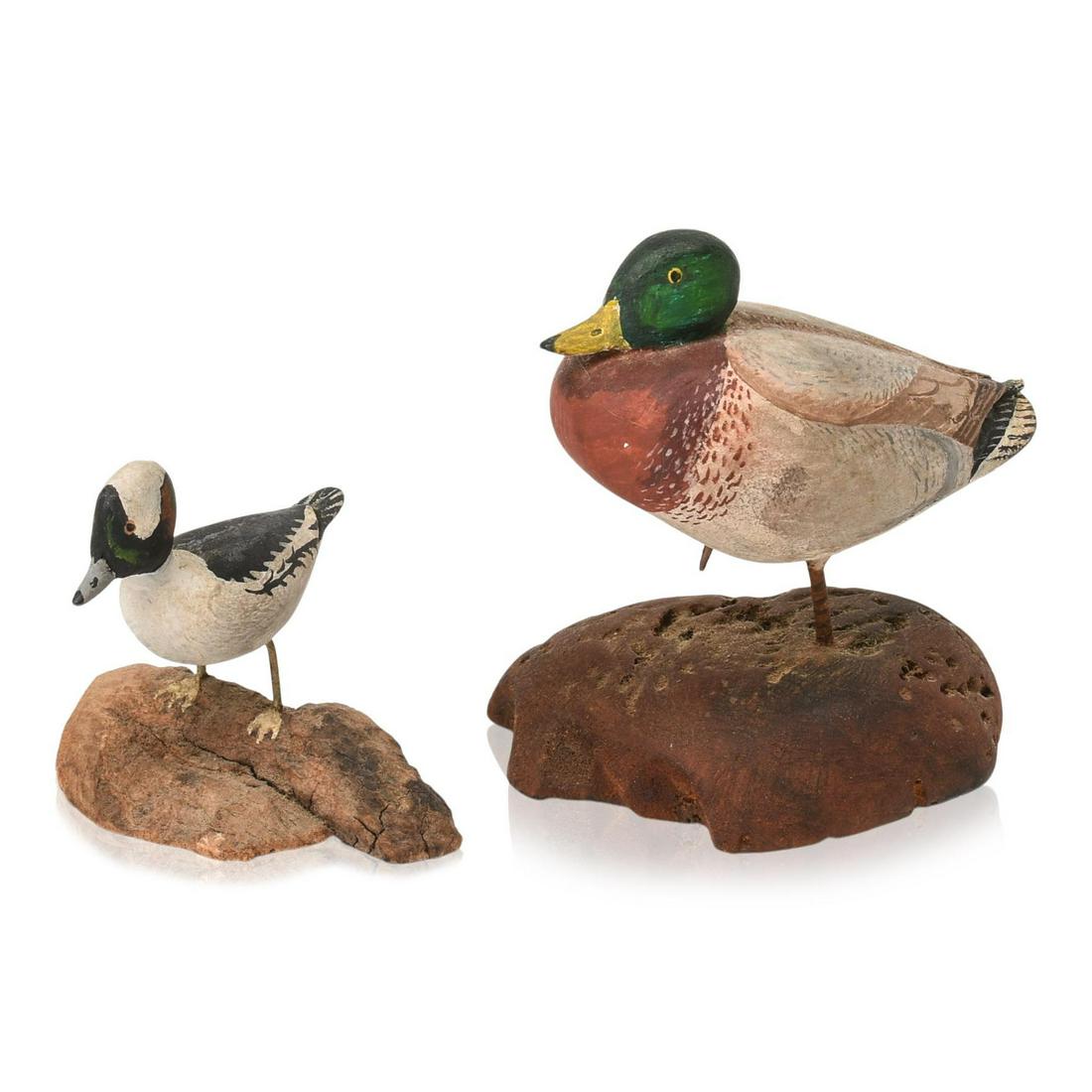 Two Miniature Carved Mantle Birds by Richard Orcutt. (1 of 4)