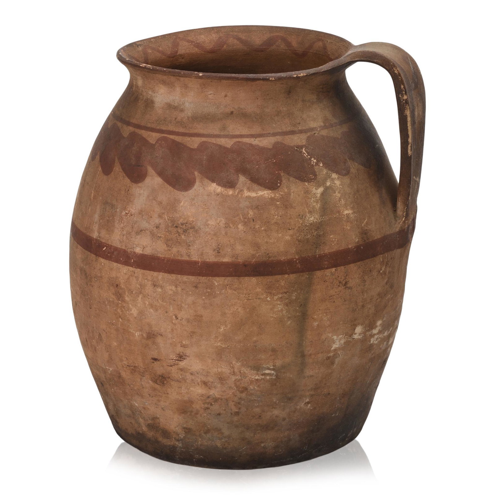 Southwest Unglazed Pot With Handle.: Height 9.5 inches.
